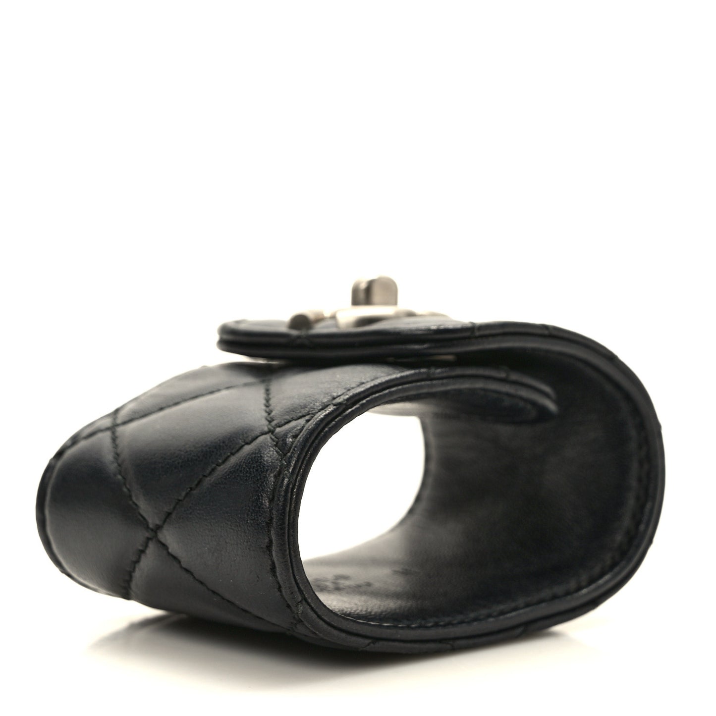 Lambskin Quilted CC Turnlock Cuff Bracelet M Black