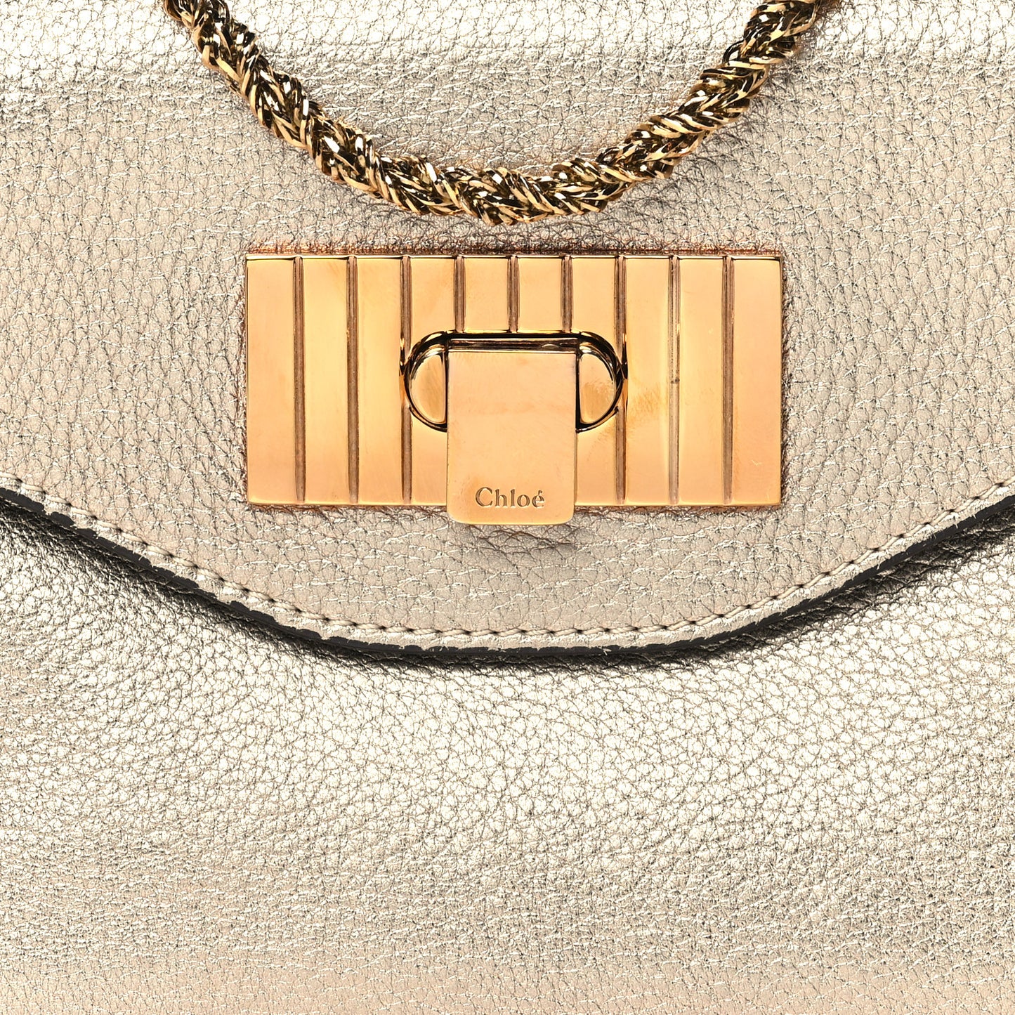 Metallic Calfskin Small Sally Flap Bag Gold