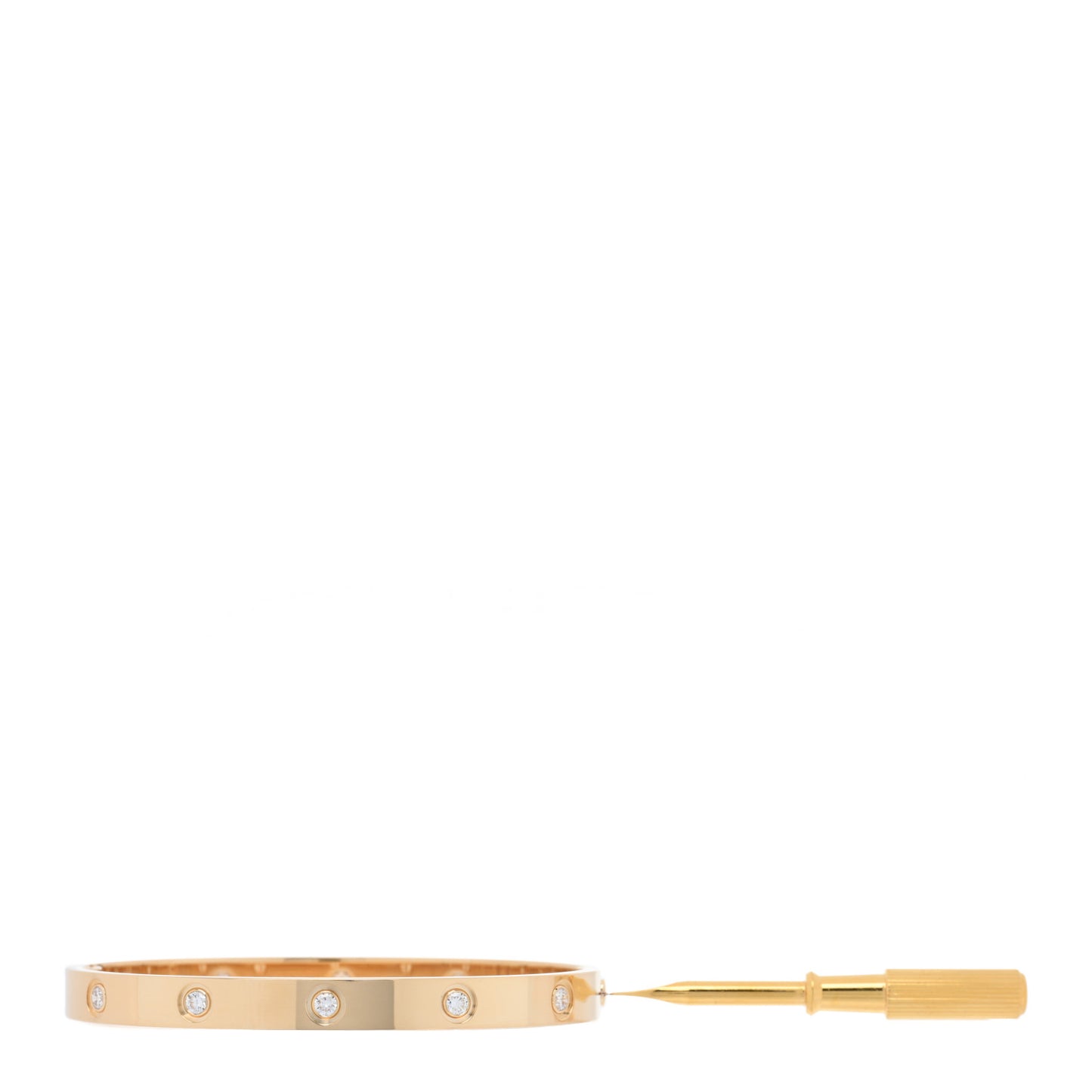 18K Yellow Gold 10 Diamond LOVE Single Screw Bracelet 18