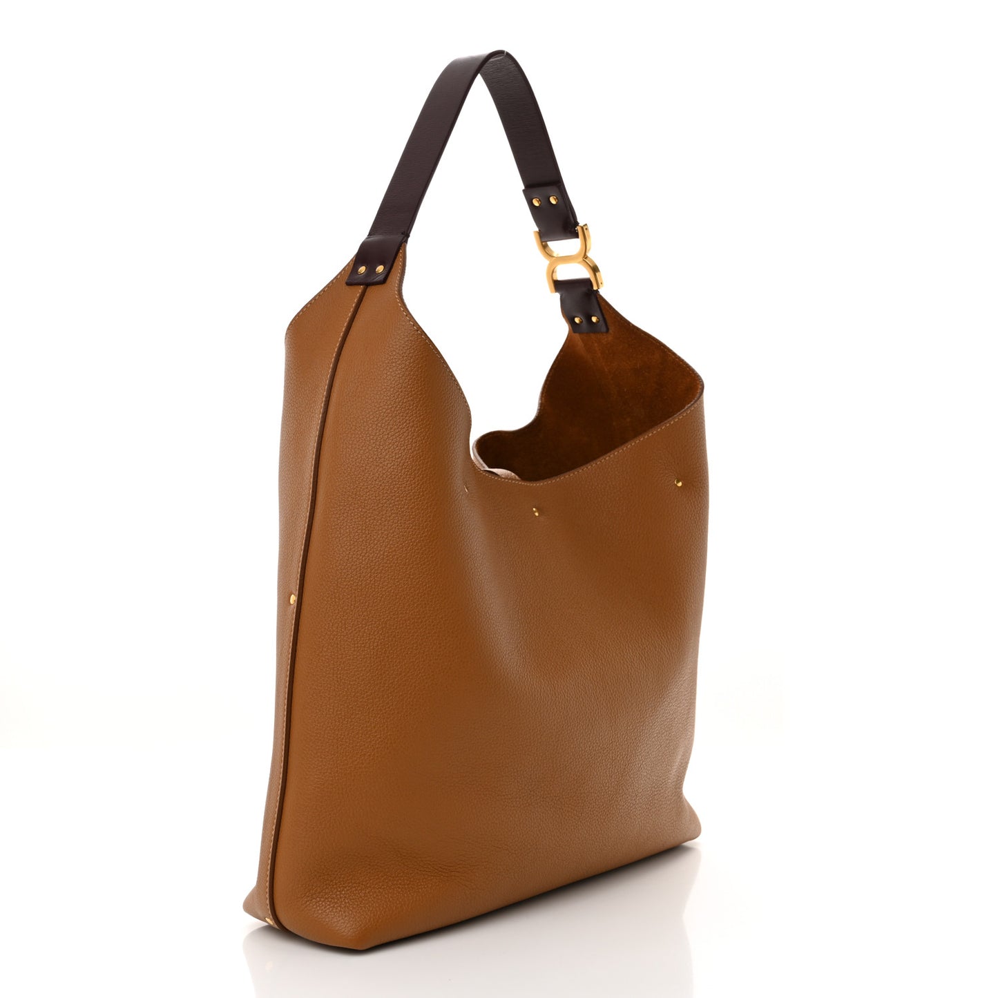 Grained Calfskin Marcie Hobo Bag Pottery Brown