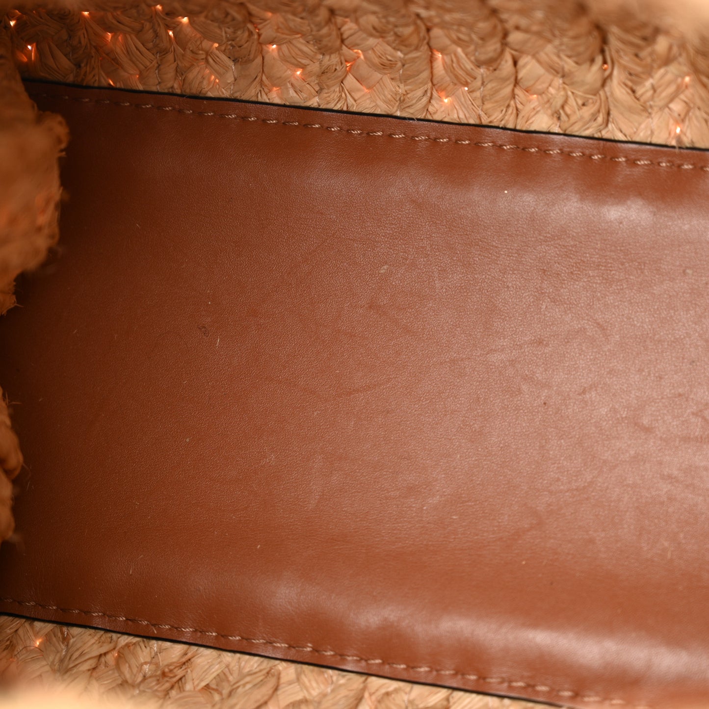 Raffia Calfskin Small Gate Tote Tan Naturel
