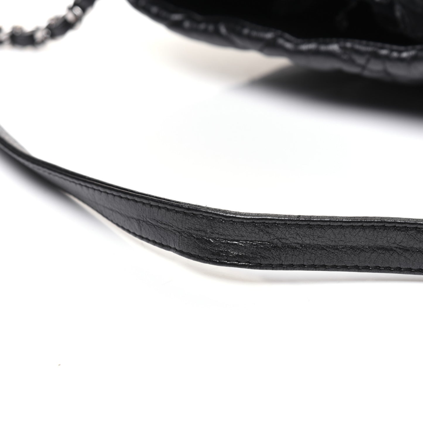 Metallic Crackled Calfskin Quilted Large Big Bang Hobo Black