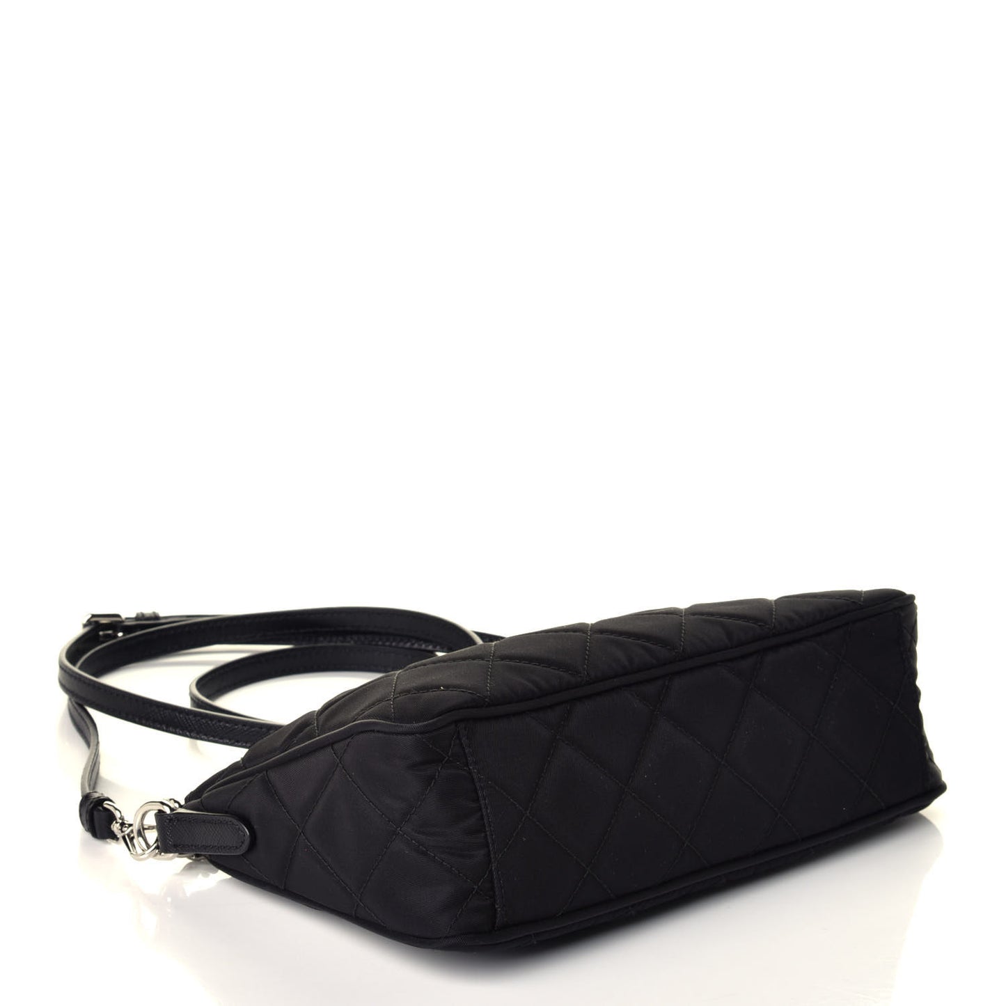 Nylon Tessuto Impuntu Quilted Crossbody Bag Black