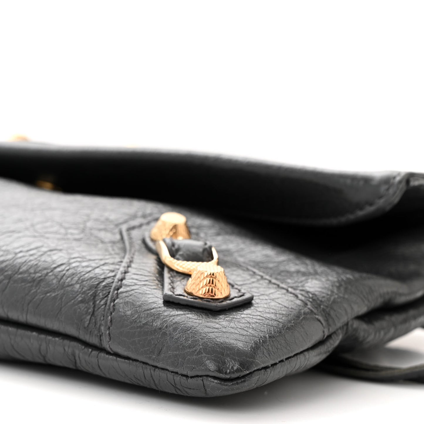Agneau Giant 12 Gold Hardware Envelope Strap Clutch Gris Fossile