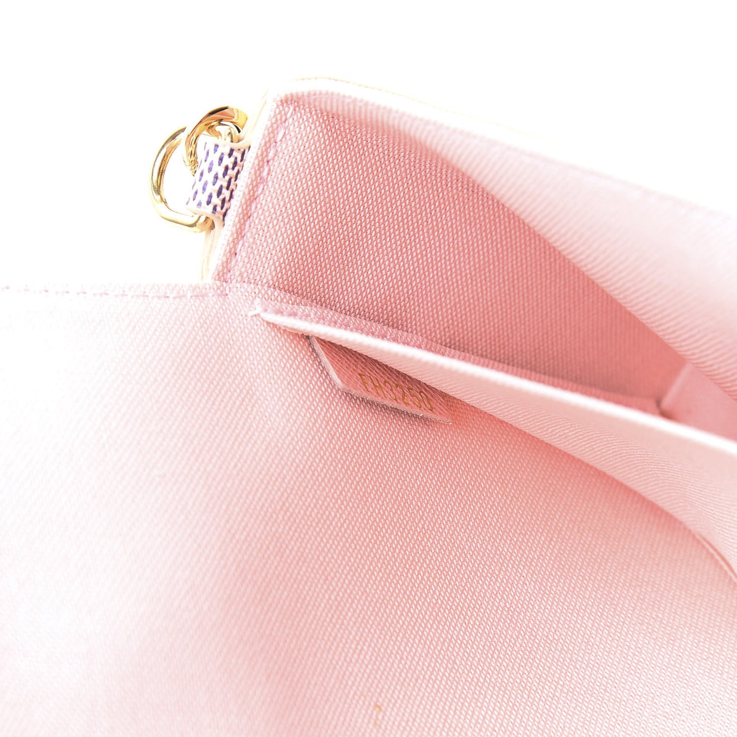 Damier Azur Pochette Felicie Chain Wallet Rose Ballerine