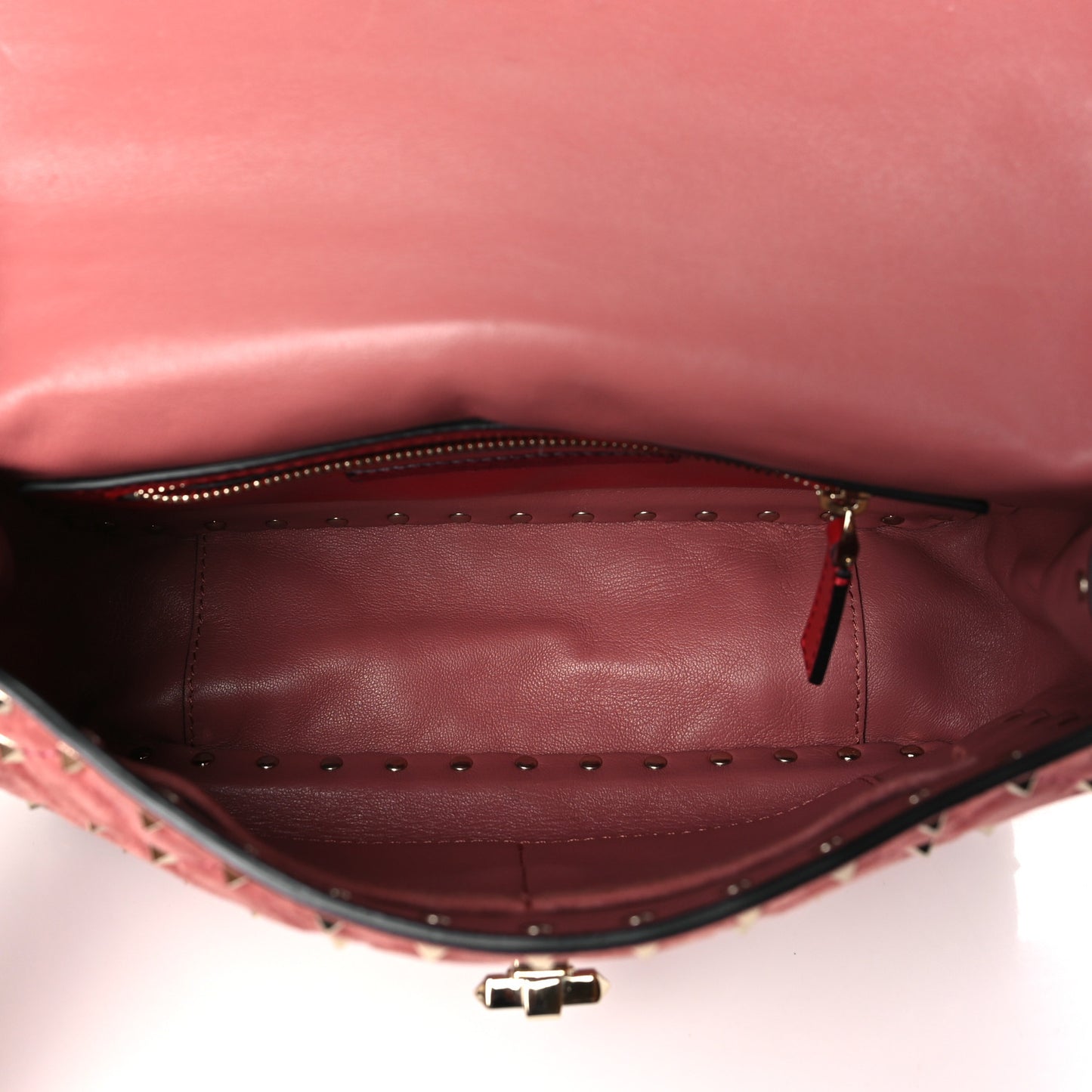 Suede Medium Rockstud Spike Shoulder Bag Antico Rosa