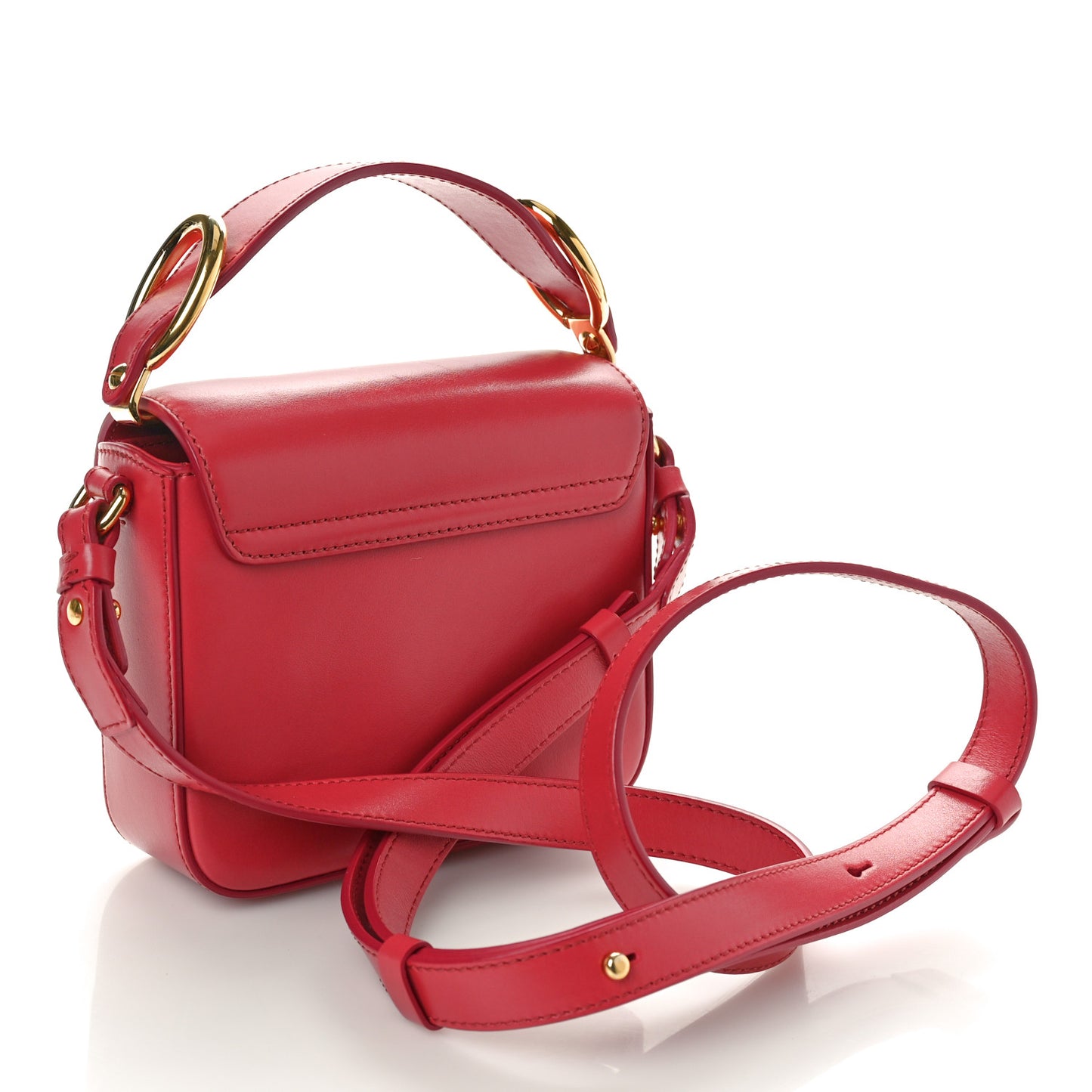 Shiny Calfskin Suede Mini C Double Carry Scarlet Pink
