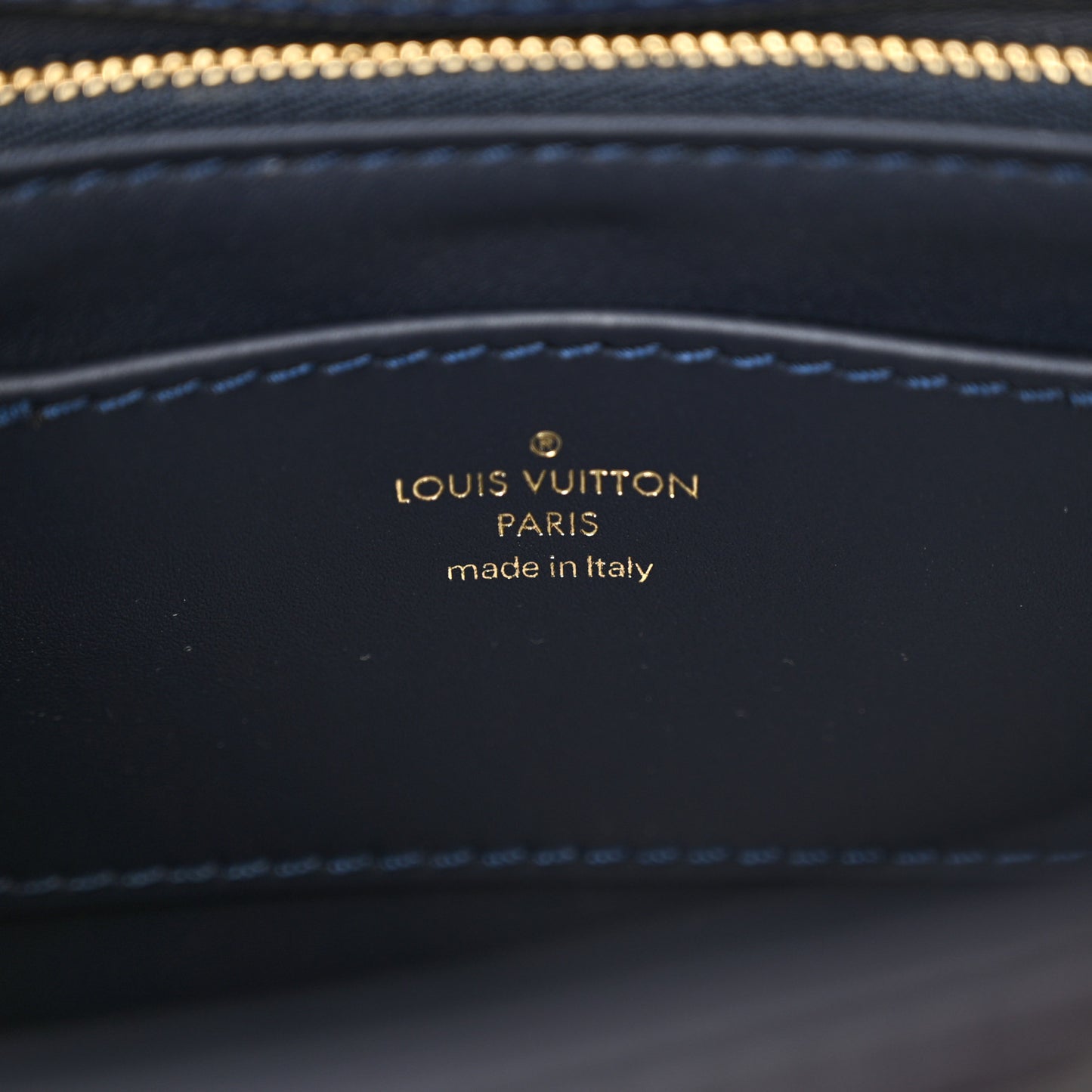 Lambskin Malletage Top Handle GO-14 MM Bleu Marine