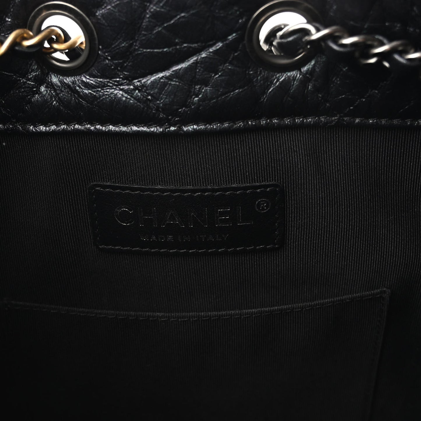 Iridescent Lambskin Calfskin Small Quilted Gabrielle Backpack Black