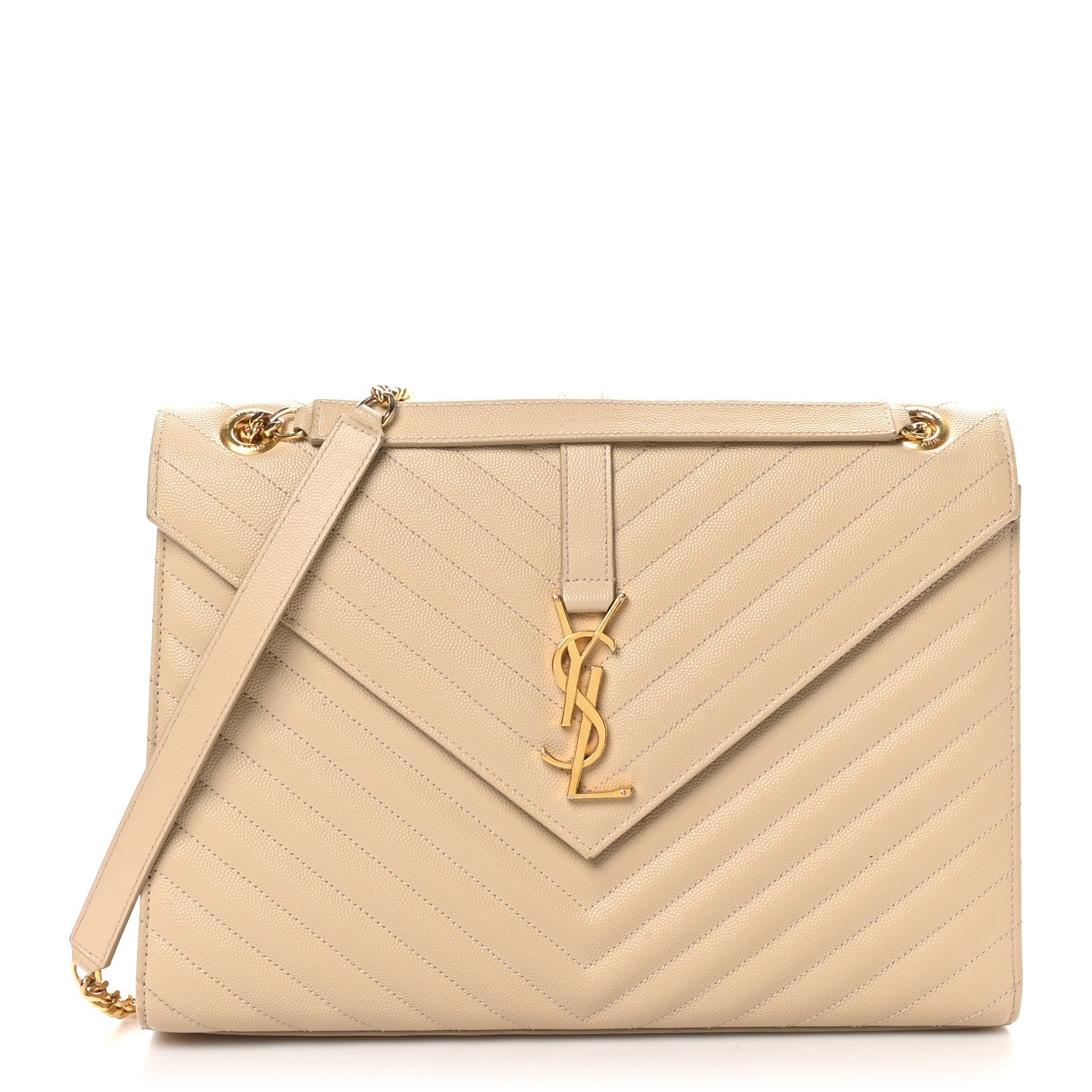 Saint Laurent Grain De Poudre Matelasse Chevron Large Monogram Satchel Nude Powder 1 of 10