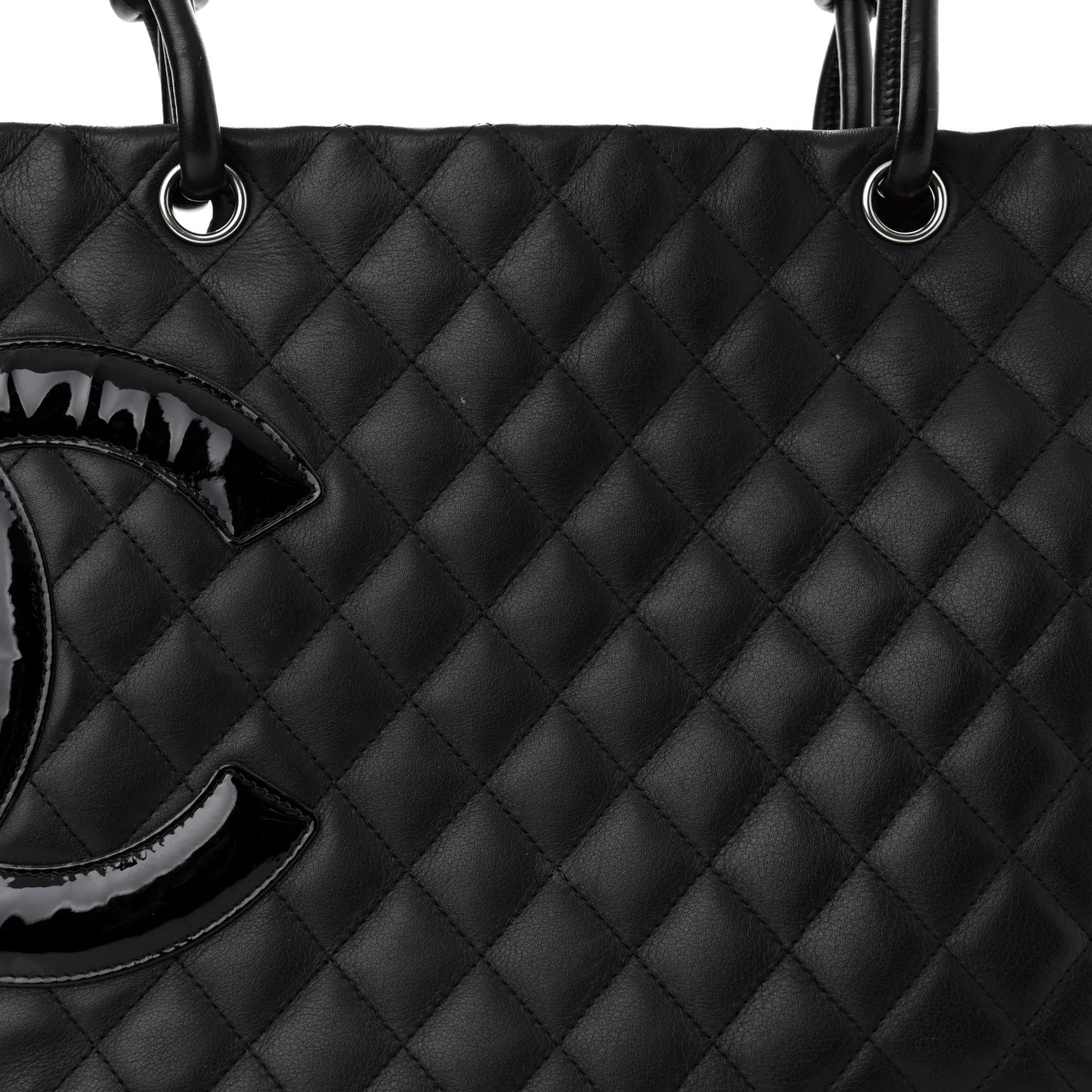 Calfskin Quilted Large Cambon Tote Black