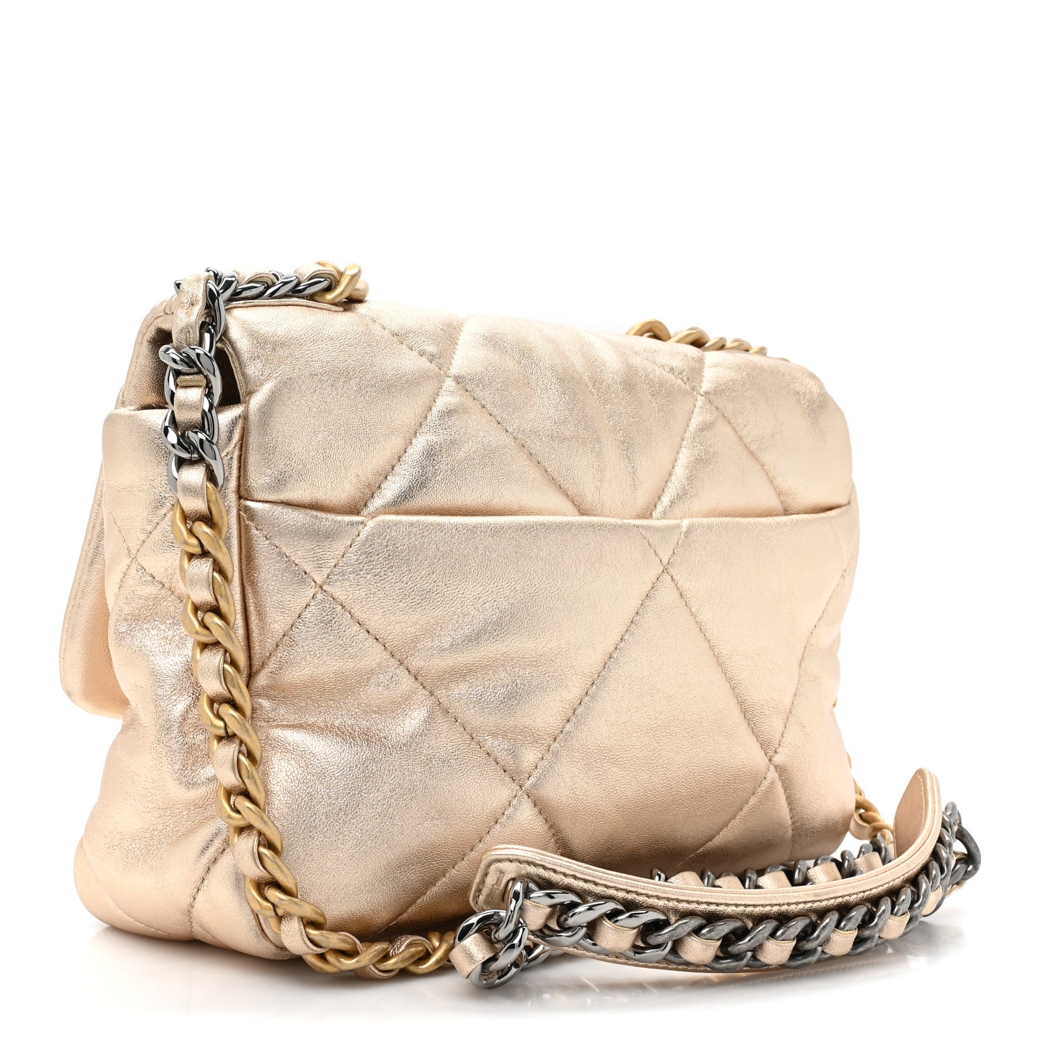 Chanel Metallic Lambskin Quilted Medium Chanel 19 Flap Gold 3 of 14