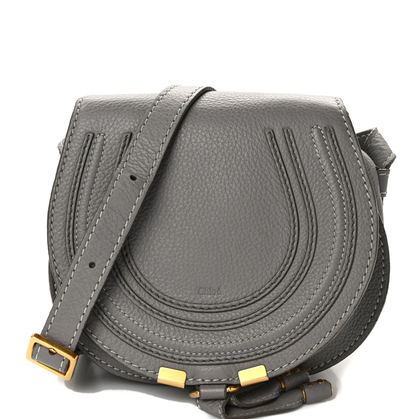 Calfskin Mini Marcie Round Crossbody Bag Cashmere Grey