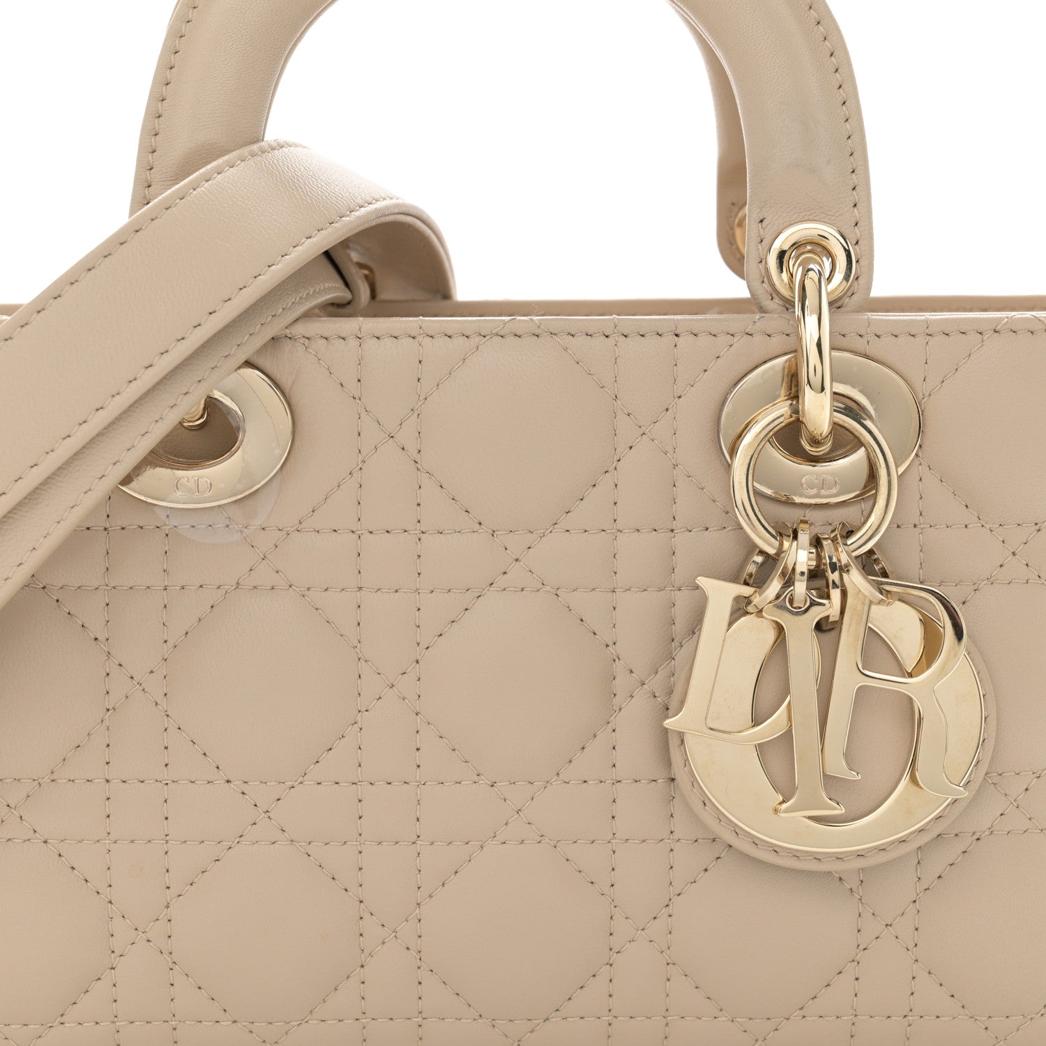 Christian Dior Lambskin Cannage Medium Lady D-Joy Sand 8 of 12