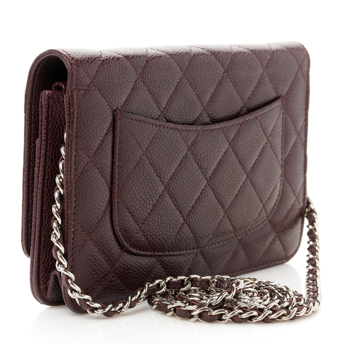 Caviar Quilted Wallet On Chain WOC Burgundy