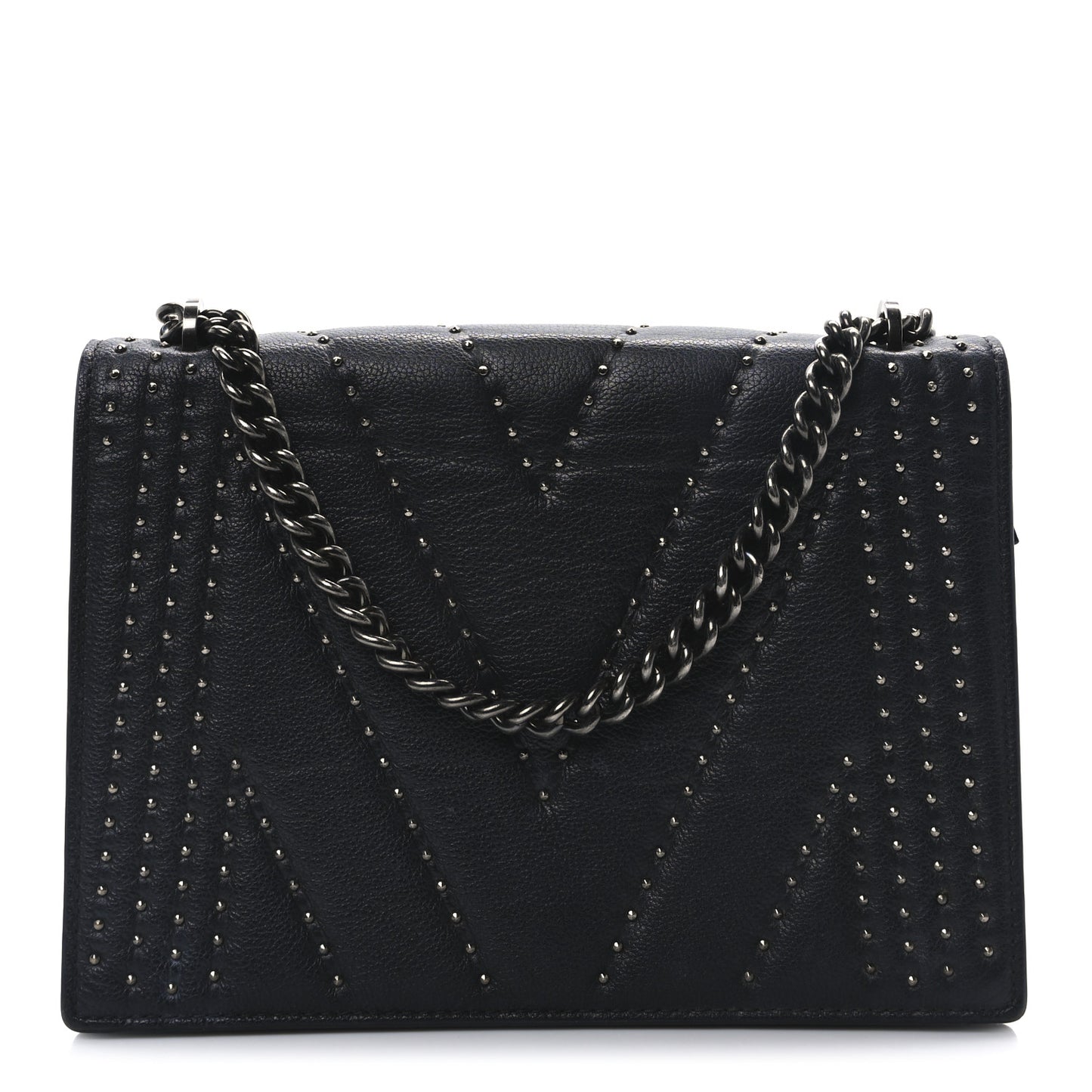 Calfskin Stud Disco Flap Crossbody Bag Black
