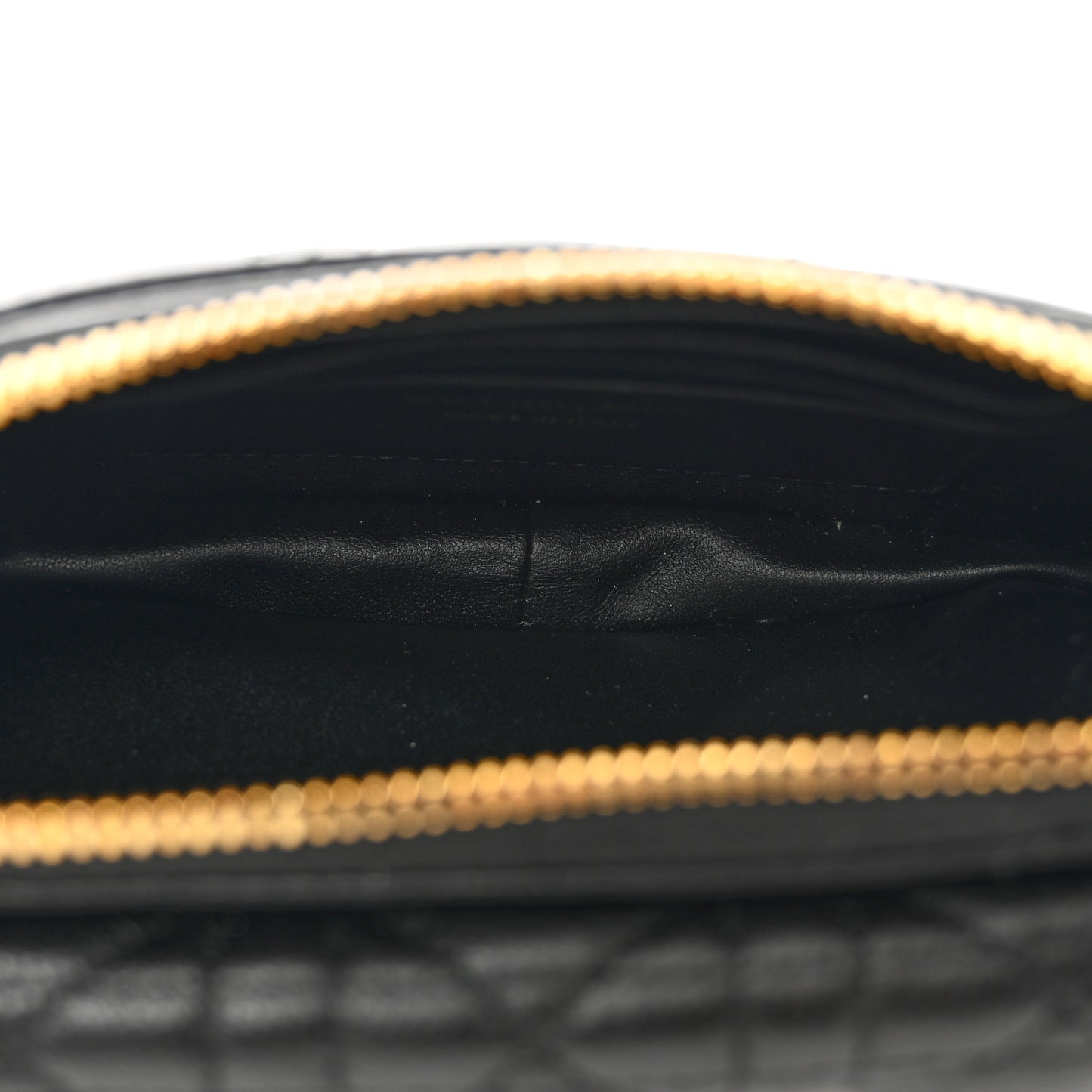 Supple Calfskin Cannage Caro Pouch with Chain Black