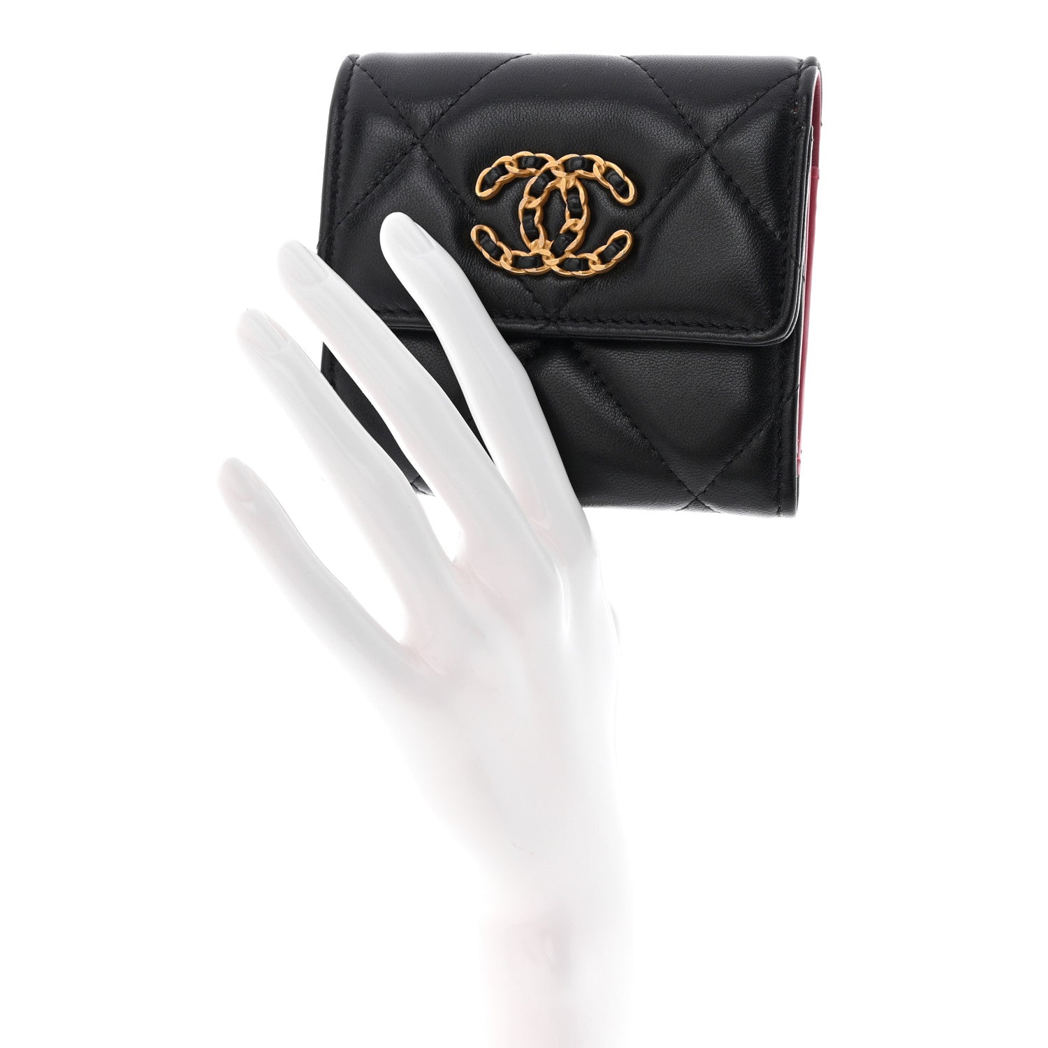 Chanel Goatskin Quilted Chanel 19 Small Flap Wallet Black 2 of 10