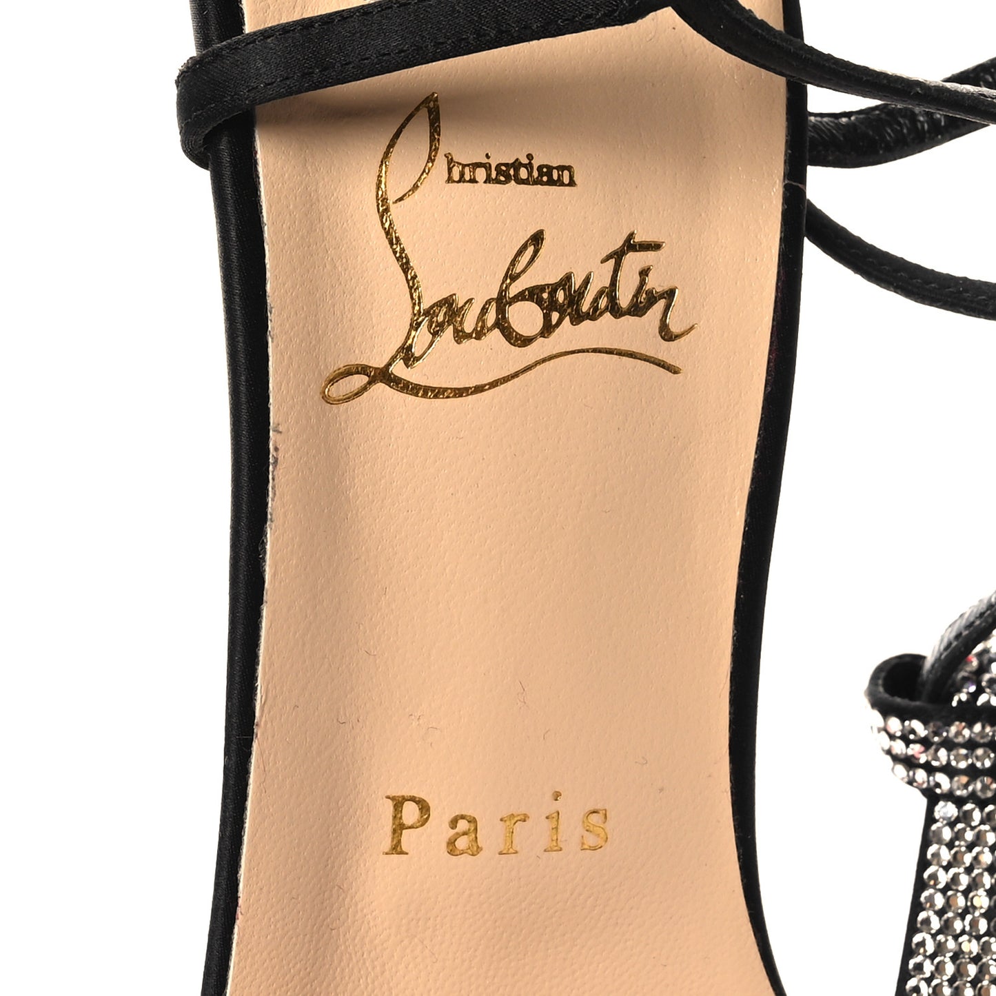 Satin Crepe Strass T Cab 100 T-Strap Sandals 40.5 Black