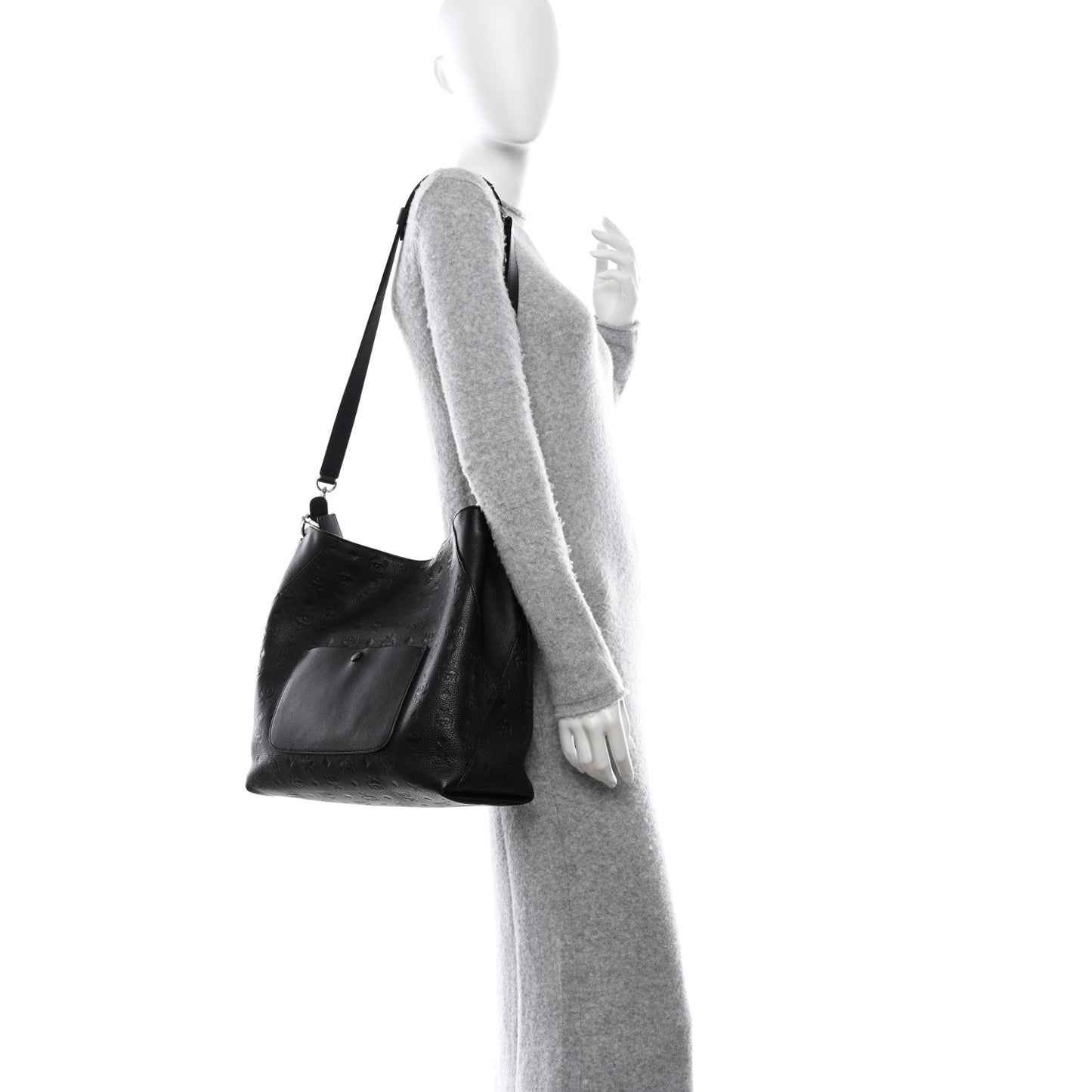 Calfskin Ottomar Monogram Large Klara Hobo Black Red