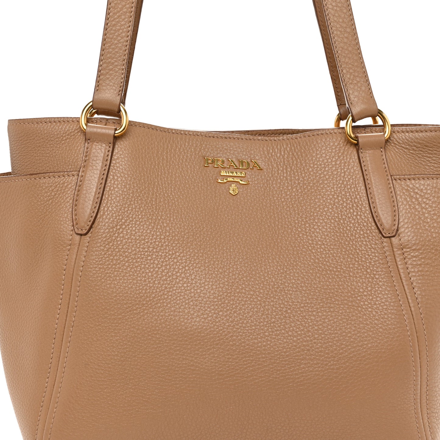 Vitello Daino Side Pocket Shoulder Bag Tote Sesamo