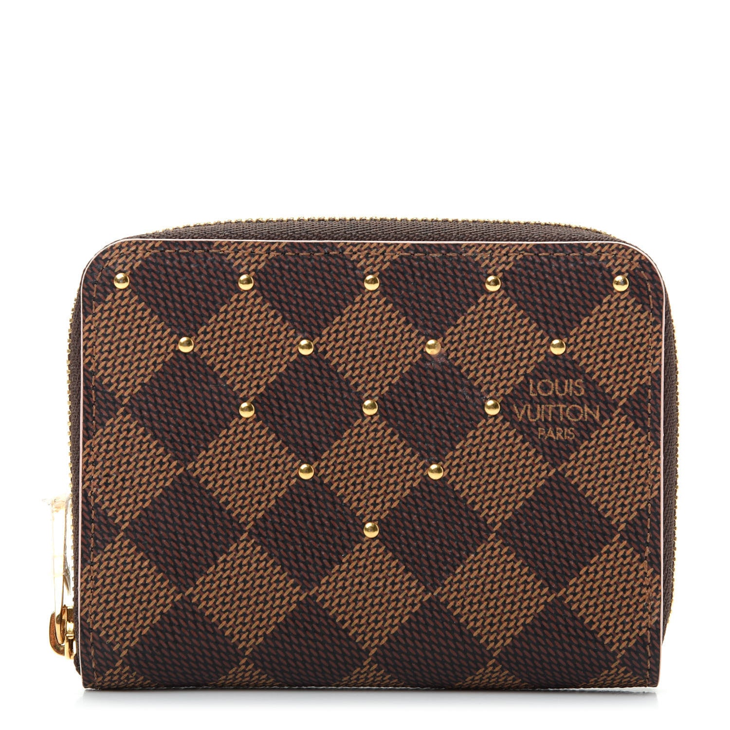 Louis Vuitton Damier Ebene Studded Zippy Coin Purse Rose Ballerine 1 of 8