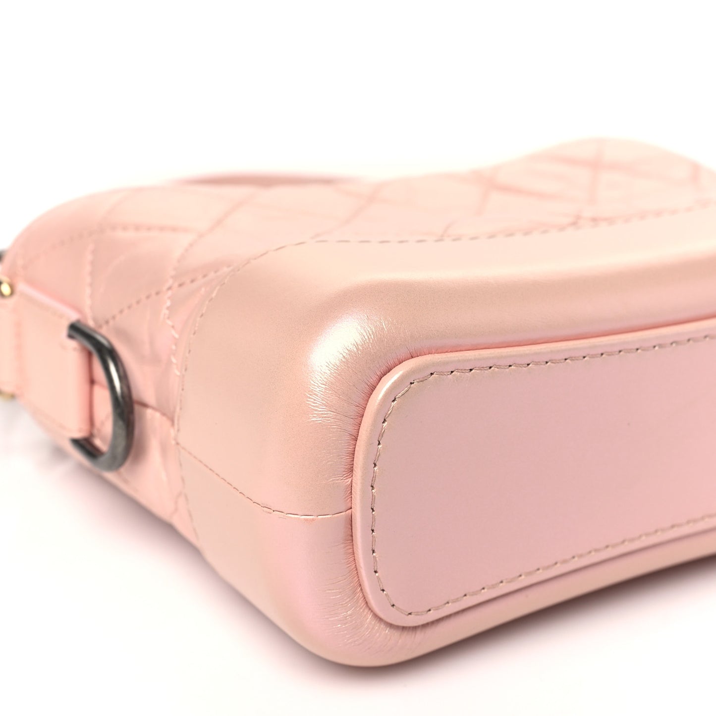 Iridescent Aged Calfskin Quilted Small Gabrielle Hobo Rose