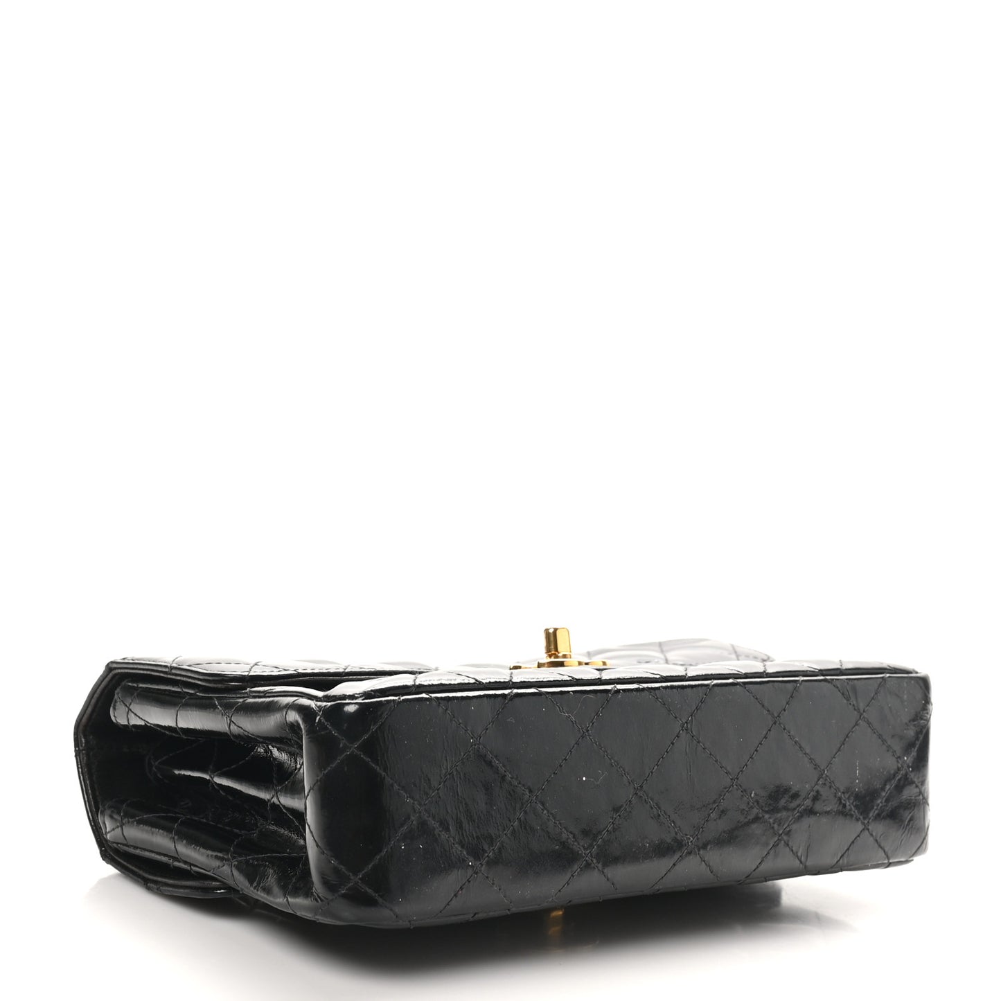 Patent Quilted Small Double Sided Flap Black