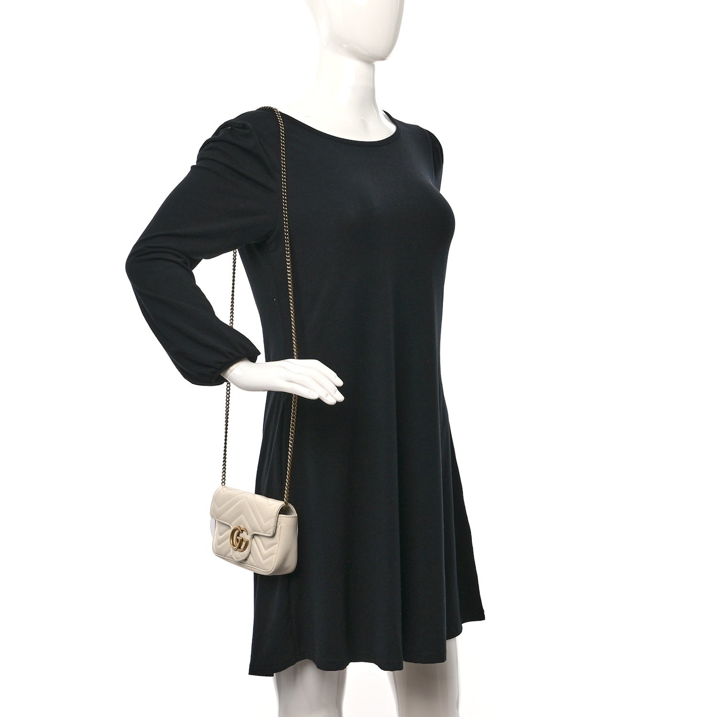 Calfskin Matelasse Super Mini GG Marmont Shoulder Bag White