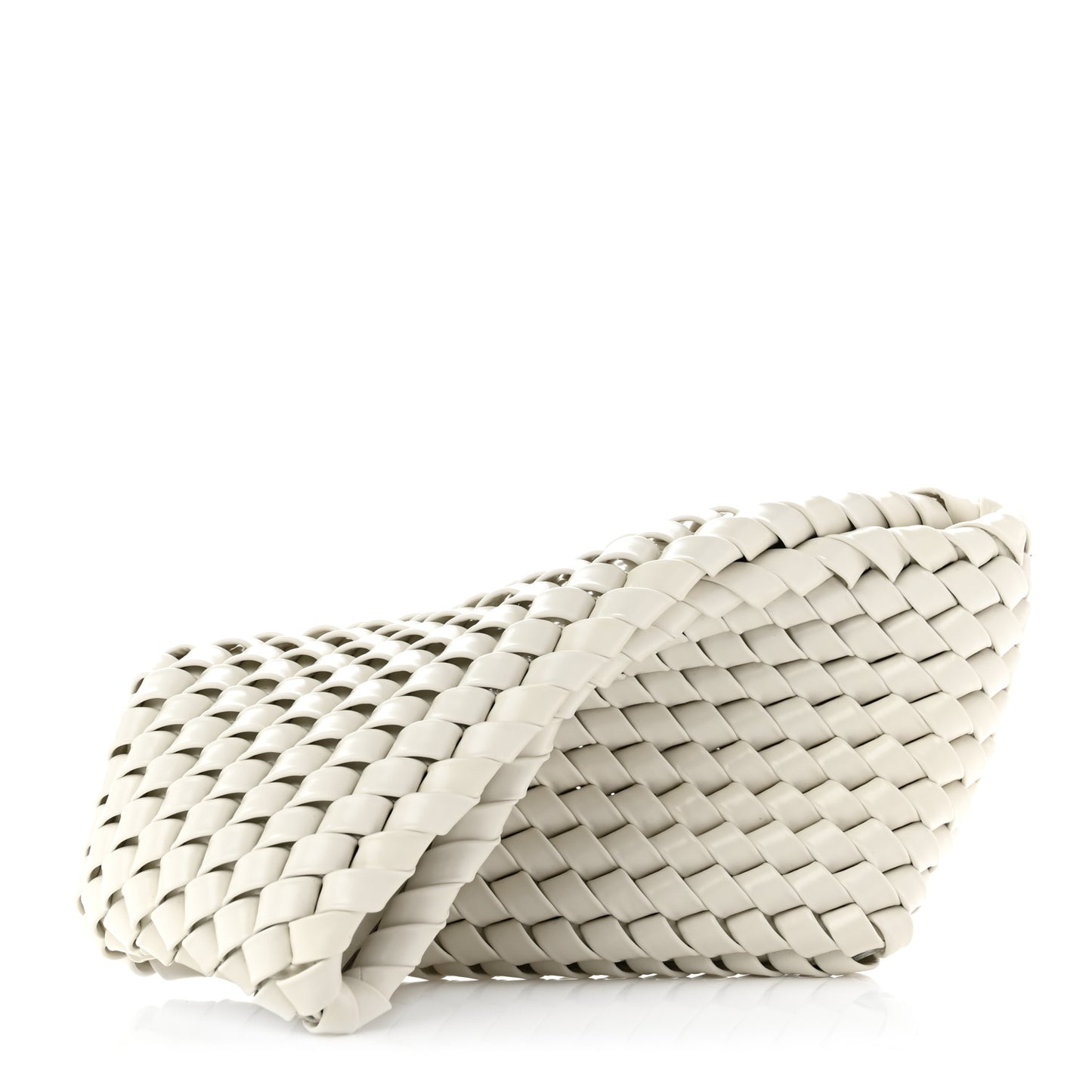 Patent Nappa Intrecciato Slanted Clutch White