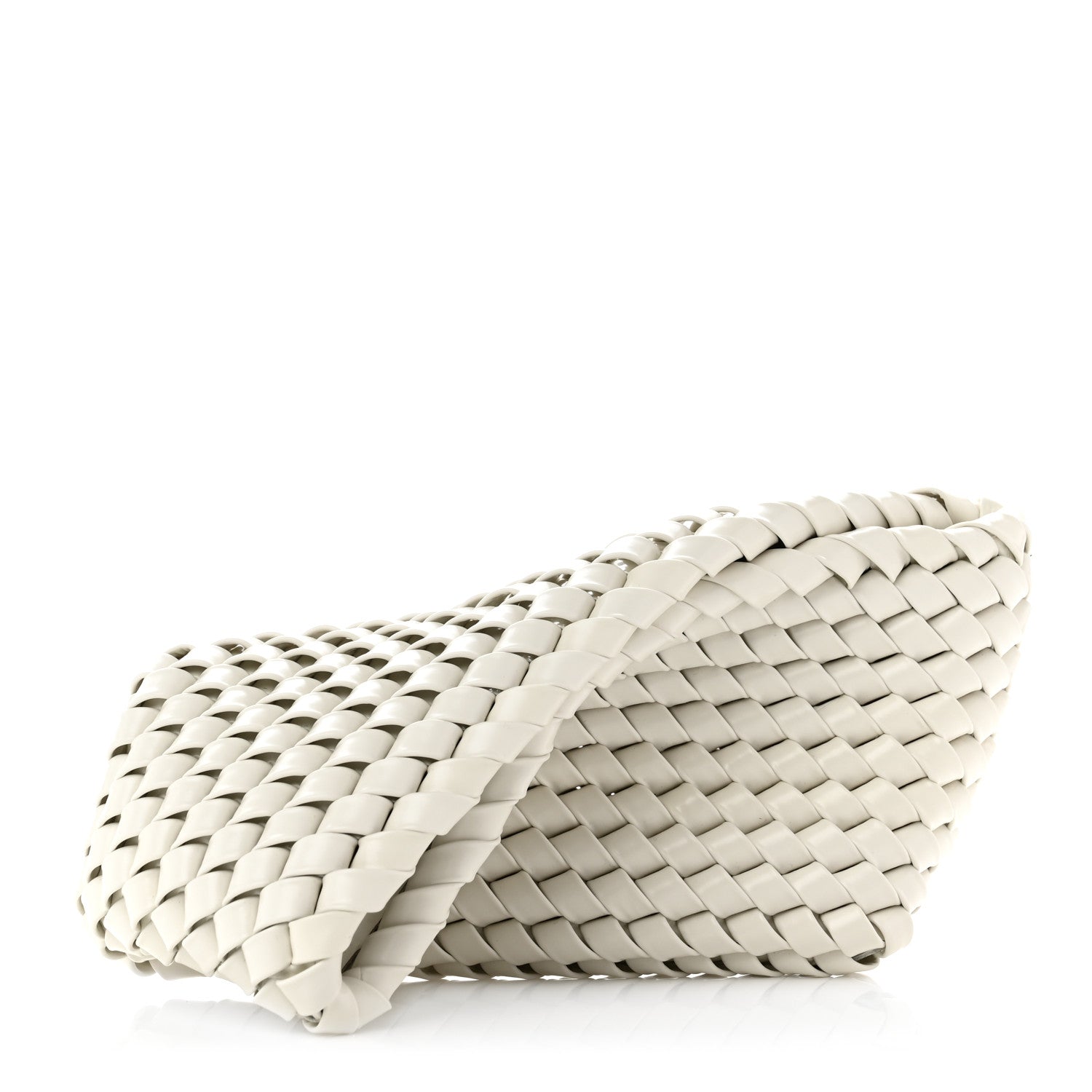 Bottega Veneta Patent Nappa Intrecciato Slanted Clutch White 1 of 6