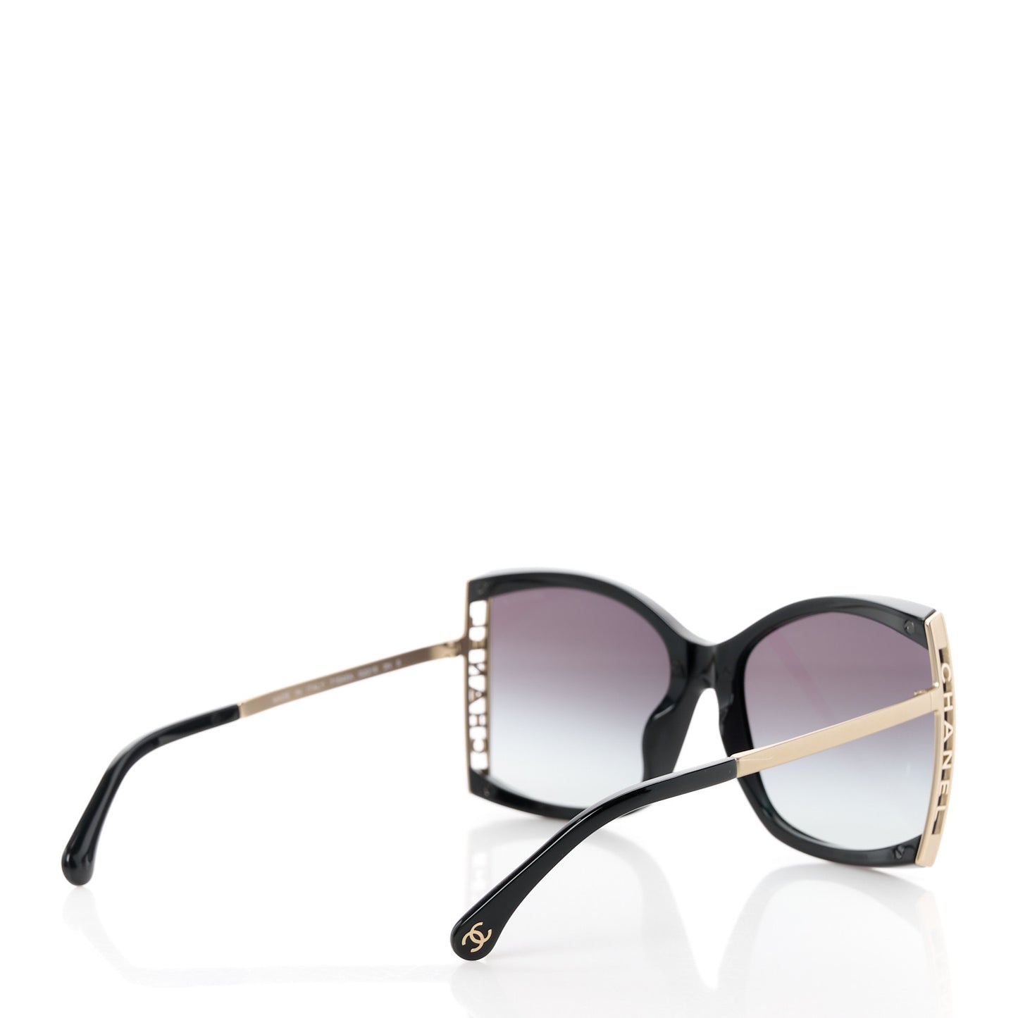 Acetate Metal Logo Square Sunglasses 71545A Black Gold