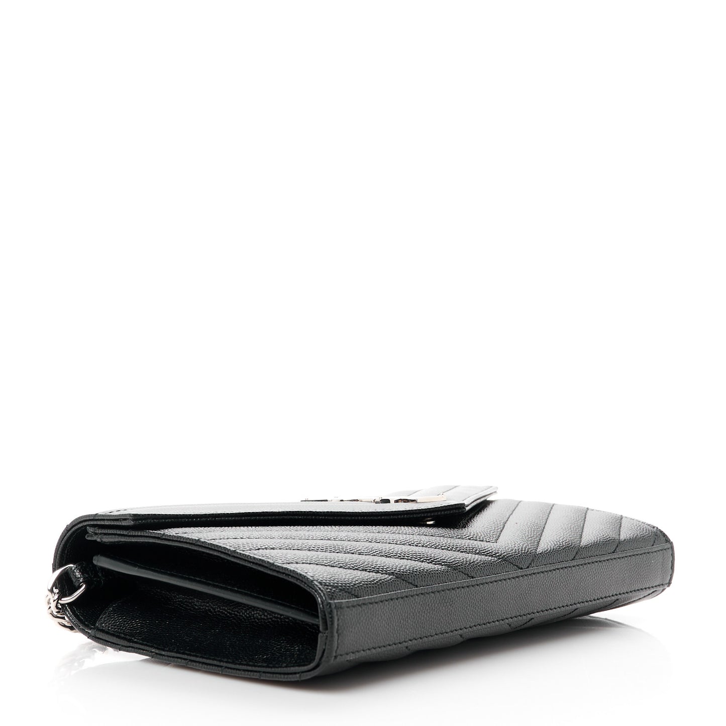 Grain De Poudre Matelasse Chevron Monogram Chain Wallet Black