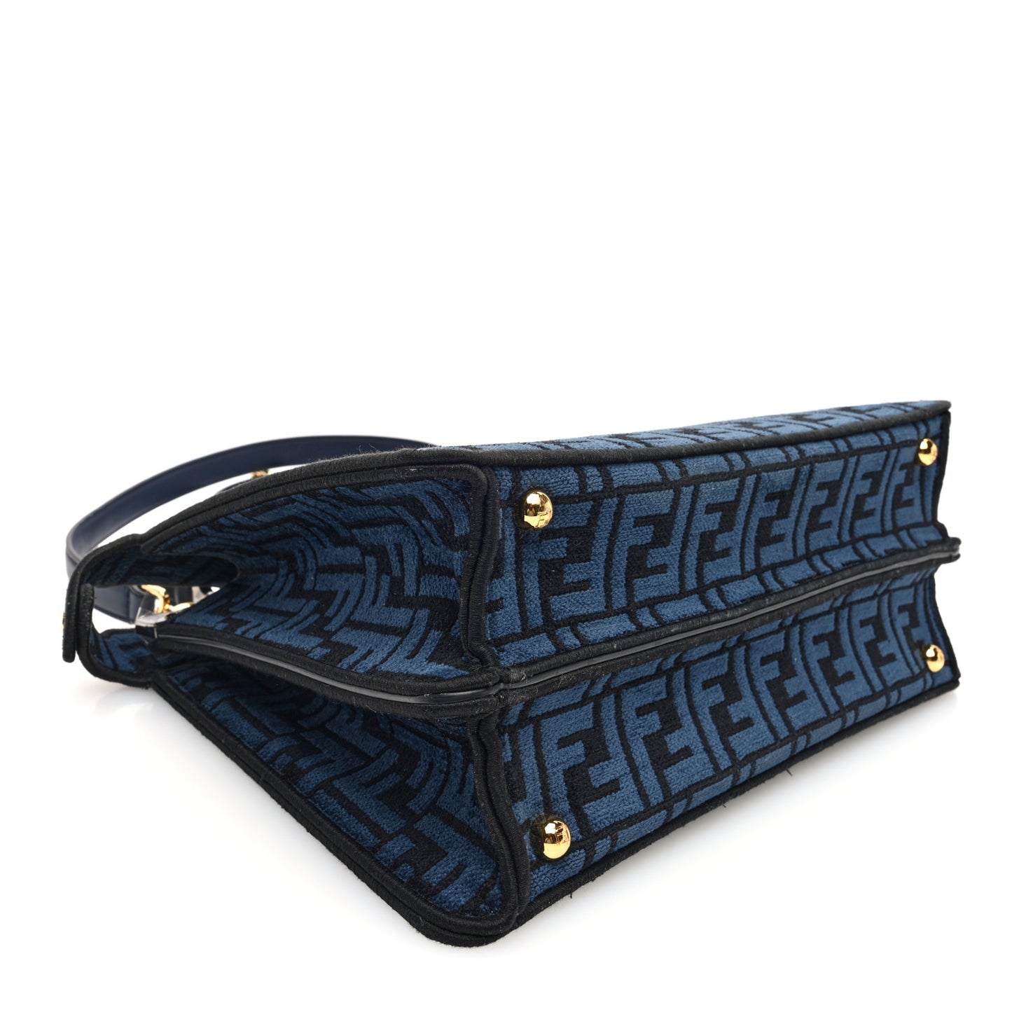 Chenille Vitello Seta FF Medium Peekaboo I SEE U Satchel Blue Black