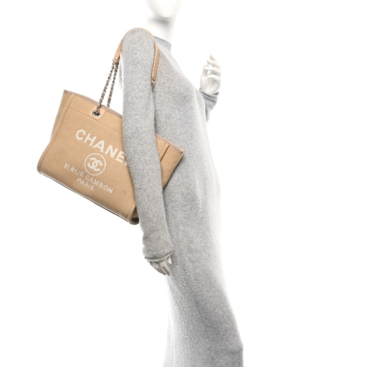 Mixed Fibers Small Deauville Tote Beige