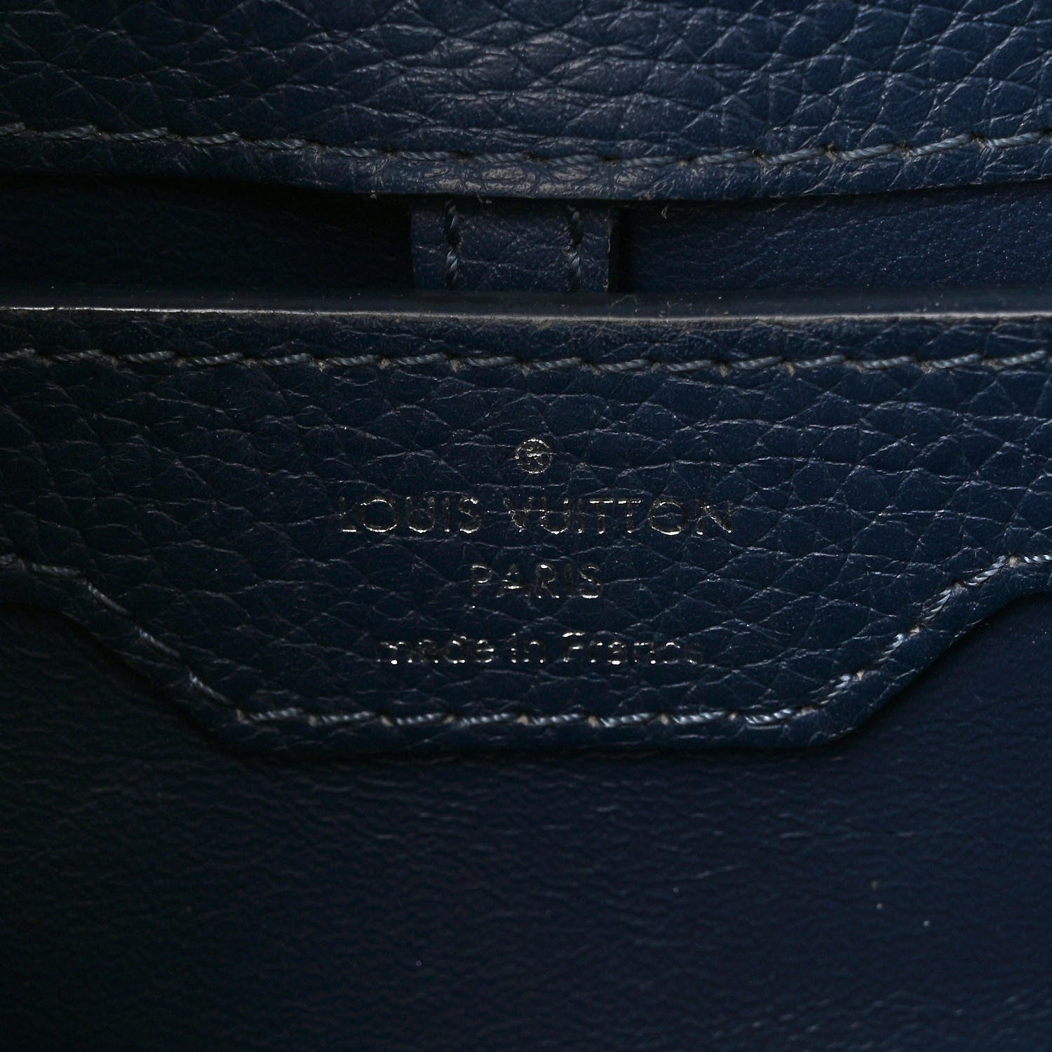 Louis Vuitton Taurillon Chevron Capucines PM Navy 6 of 12