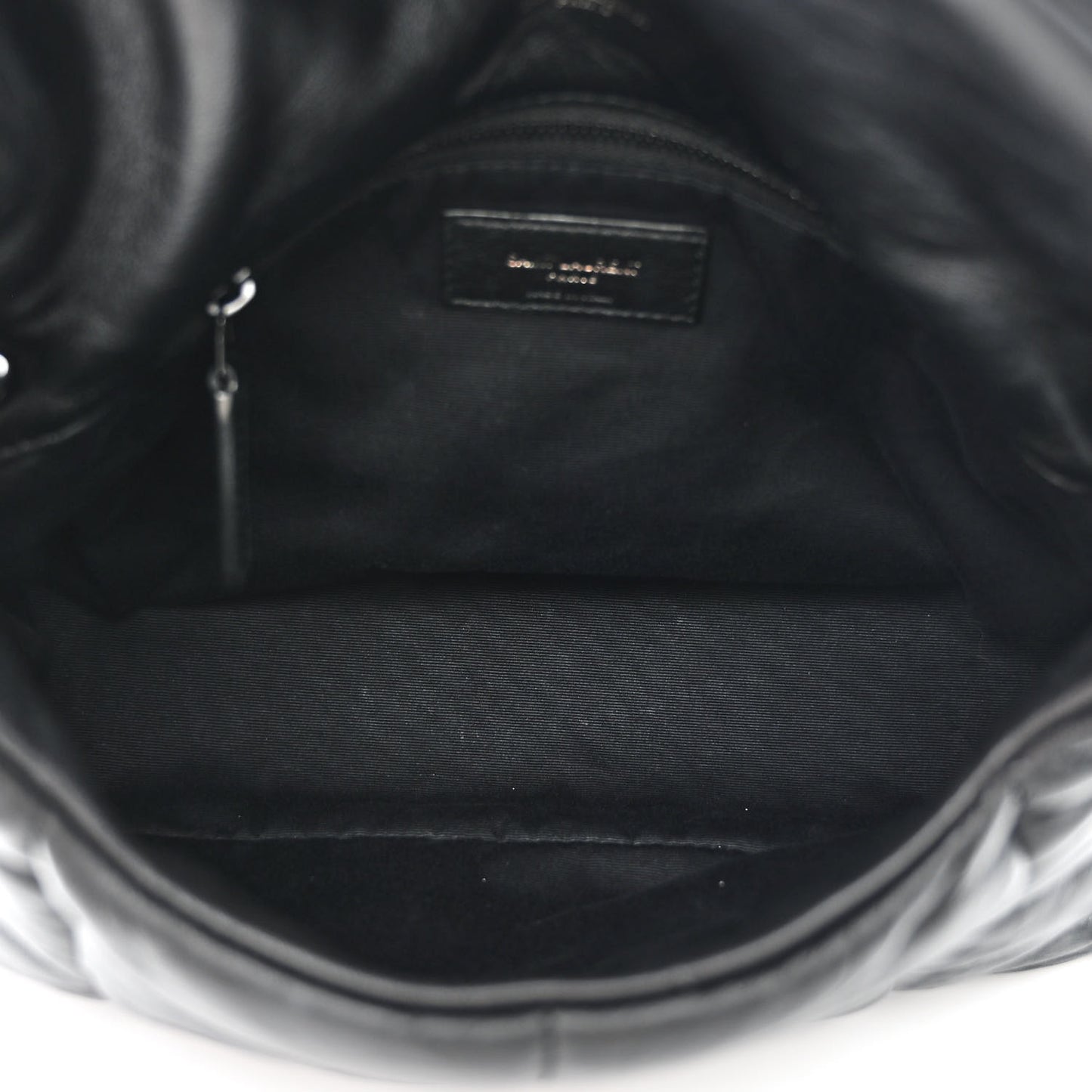 Lambskin Quilted Monogram Monochrome Small Loulou Puffer Chain Satchel Black