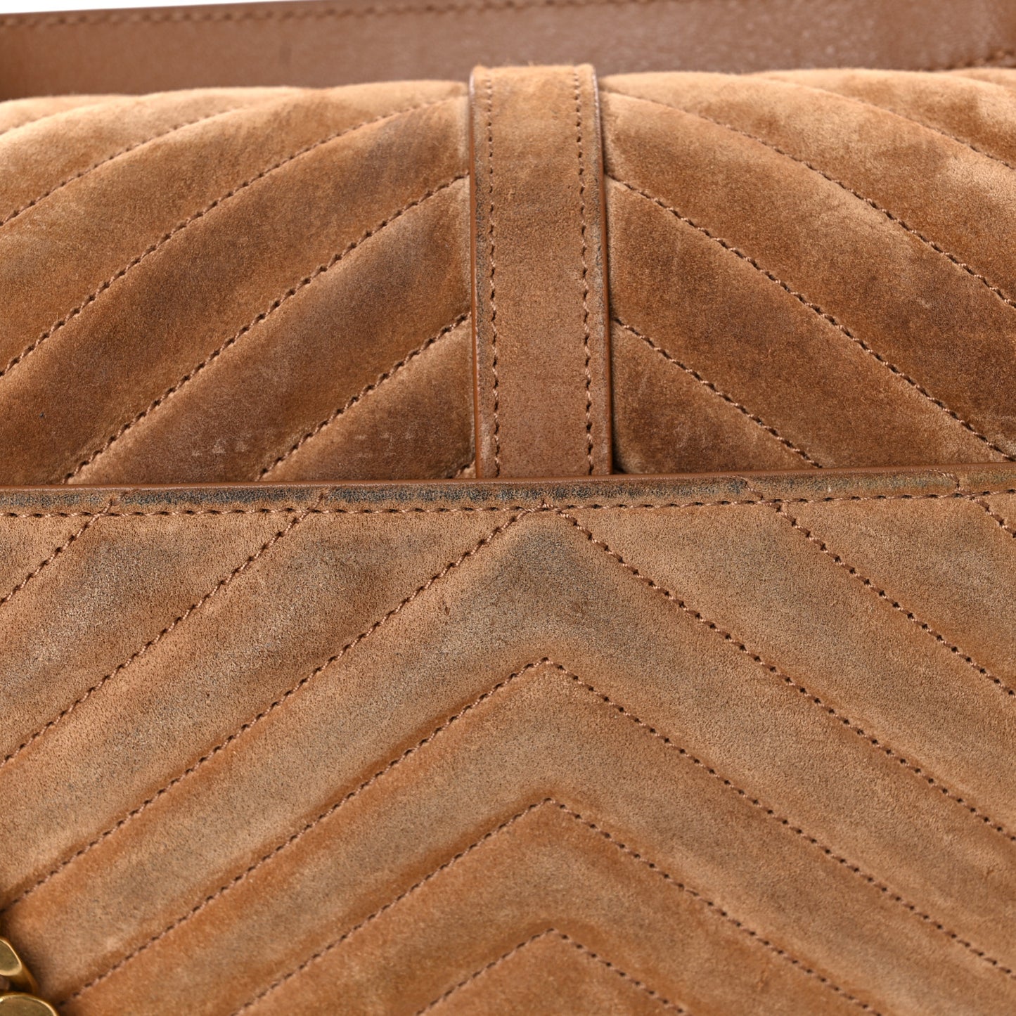 Suede Matelasse Chevron Monogram Medium College Bag Cinnamon