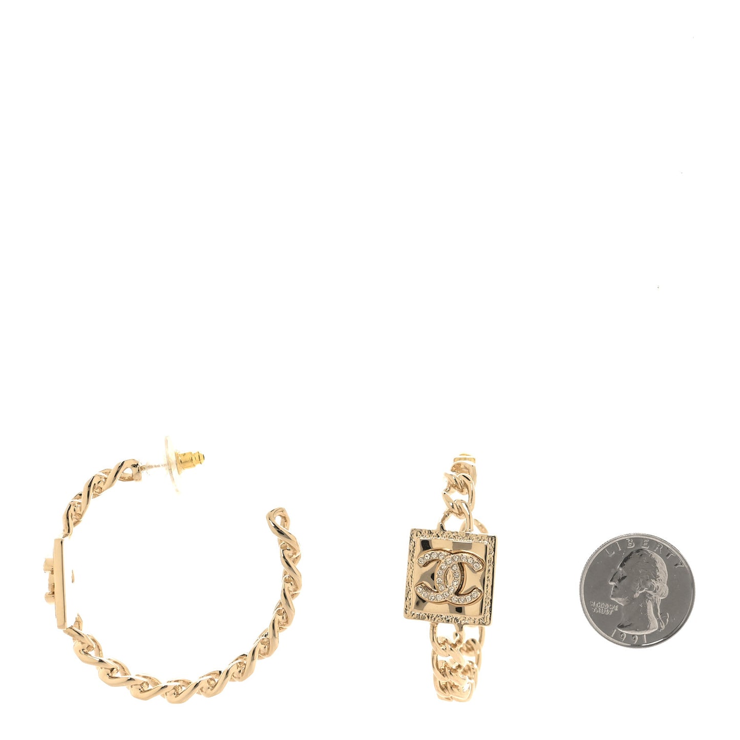 Crystal CC Hoop Earrings Gold