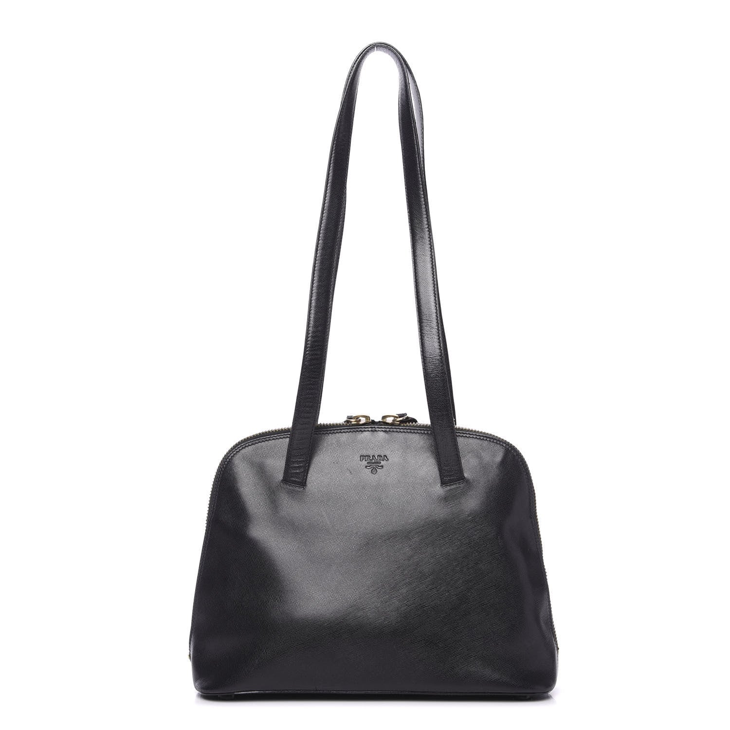 Prada Saffiano Top Handle Dome Satchel Black 1 of 11