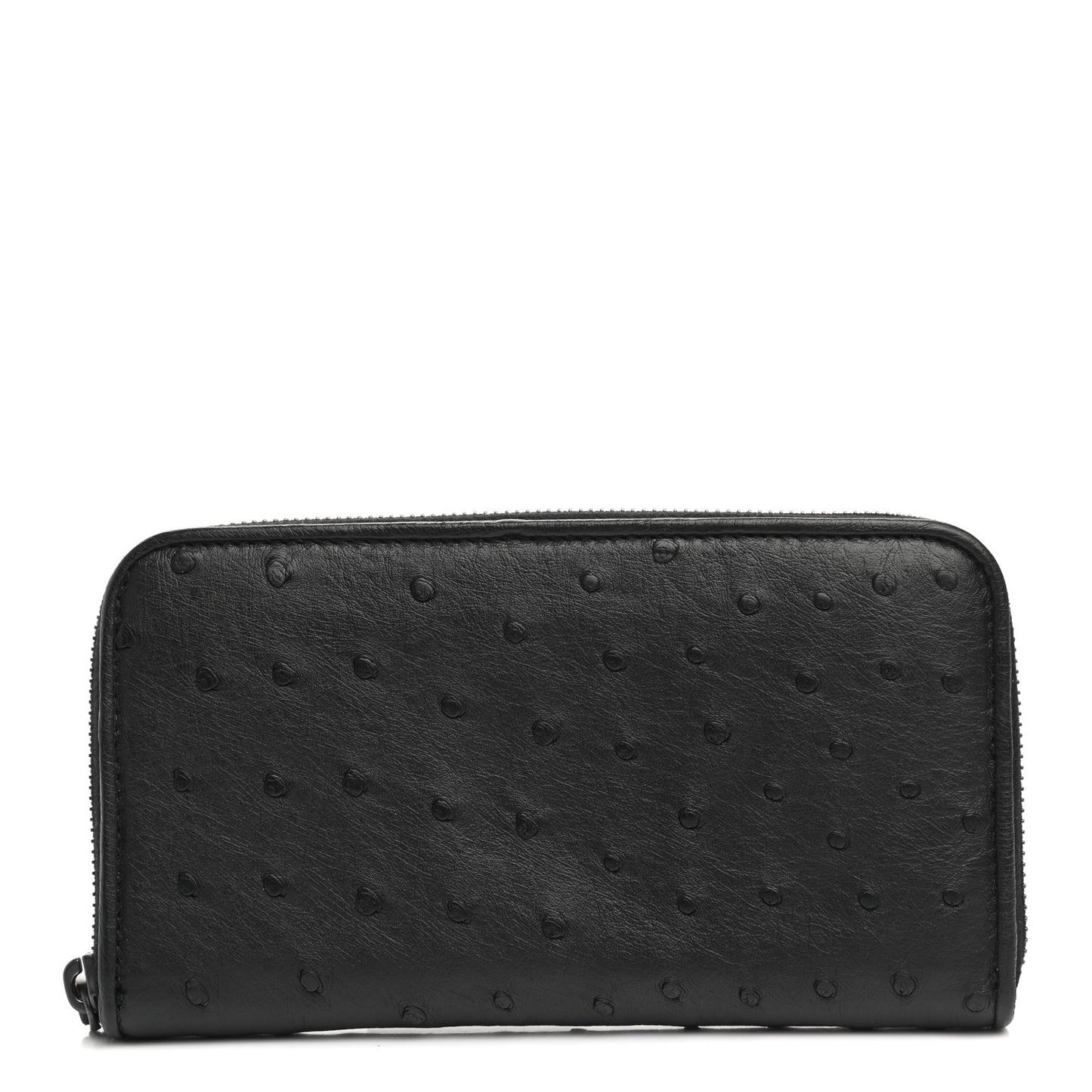 Ostrich Zip Around Wallet Black