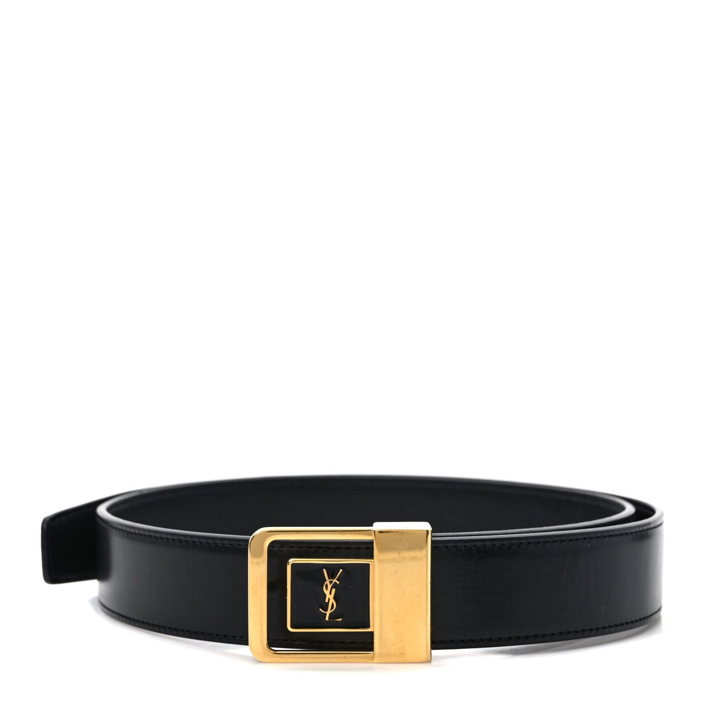 Smooth Calfskin Monogram Square Buckle Belt 80 32 Black