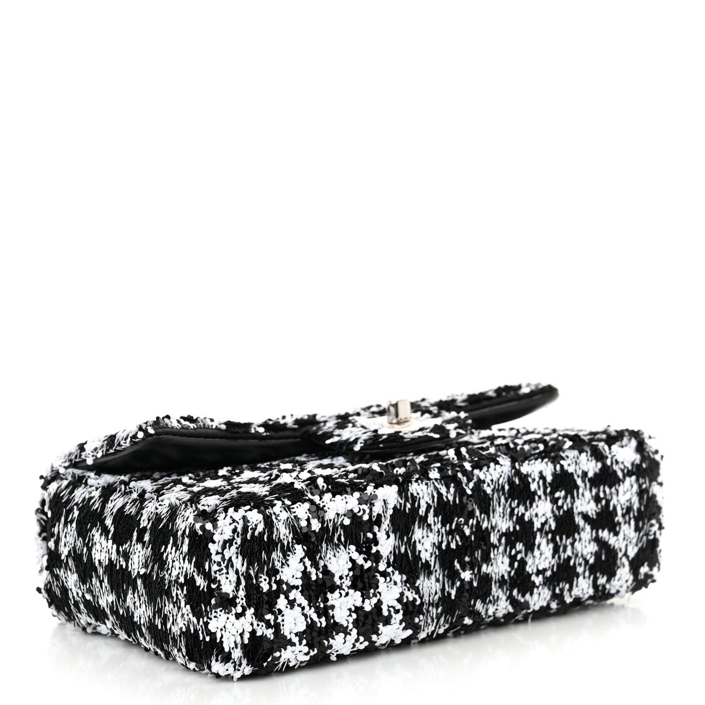 Sequin Houndstooth Small Flap Black White