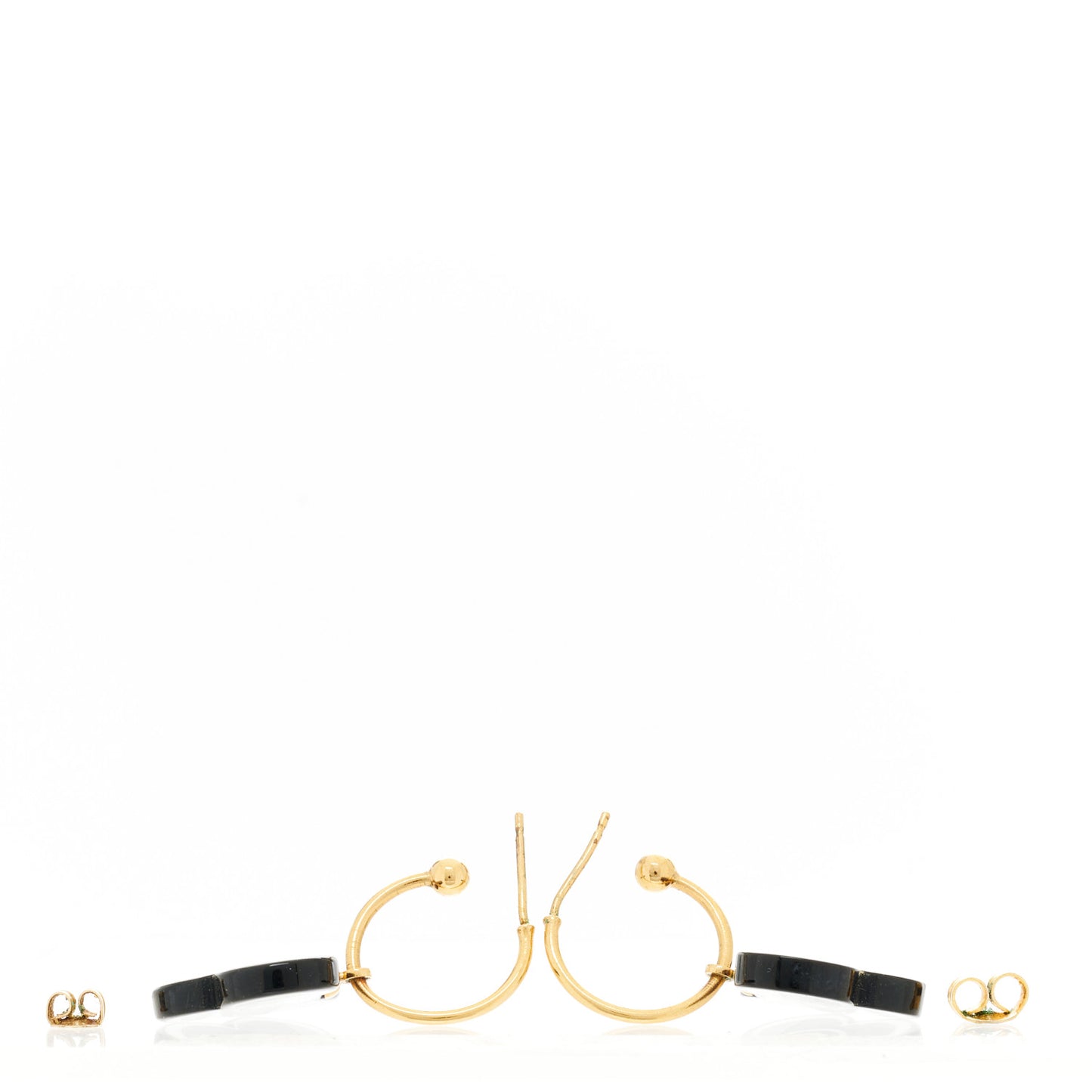 Resin Flower CC Drop Earrings Gold Black