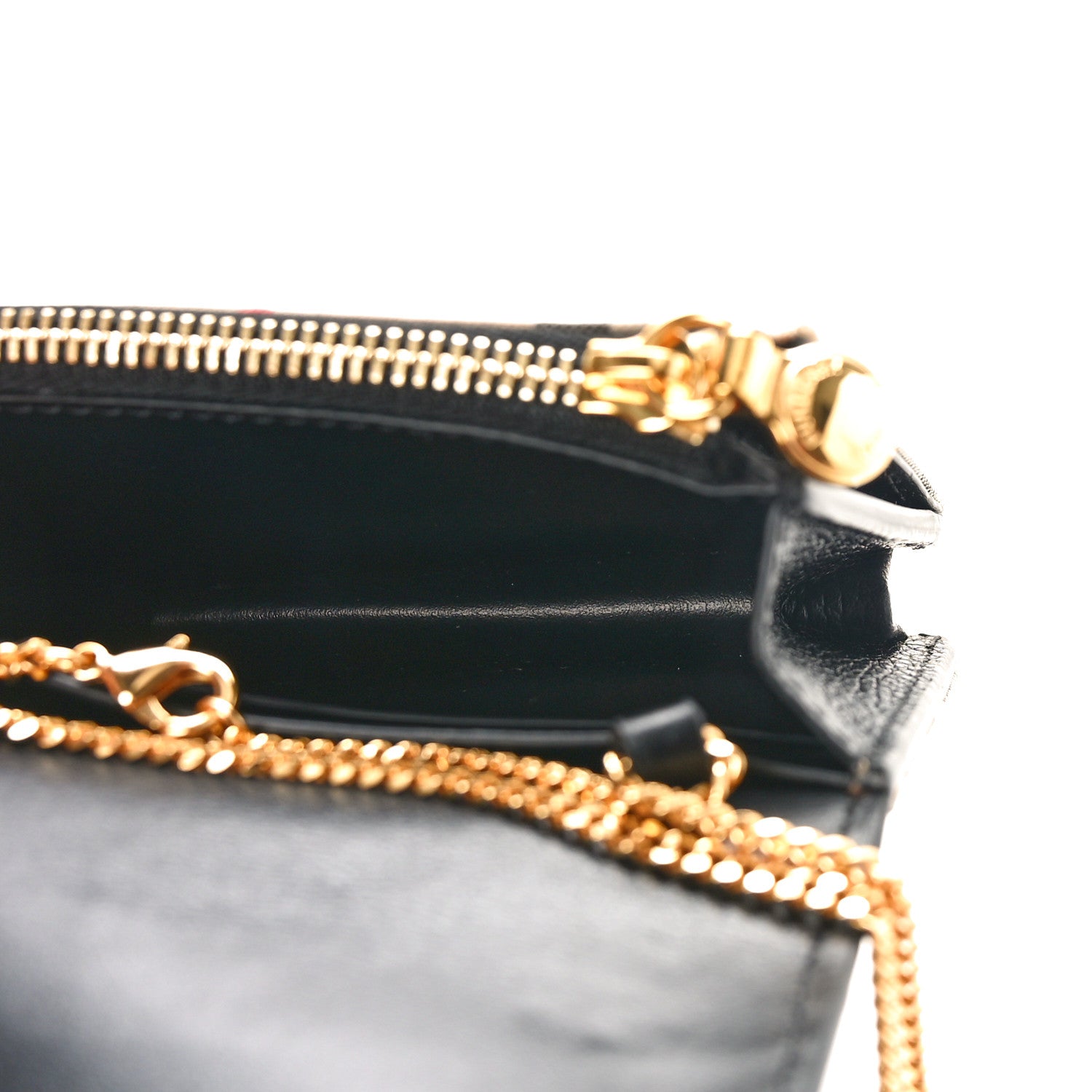 Burberry Grainy Calfskin Vintage Check Jade Card Case On Chain Black 5 of 9