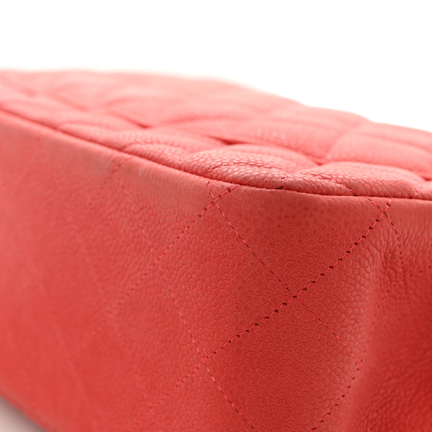 Iridescent Caviar Quilted Jumbo Double Flap Coral