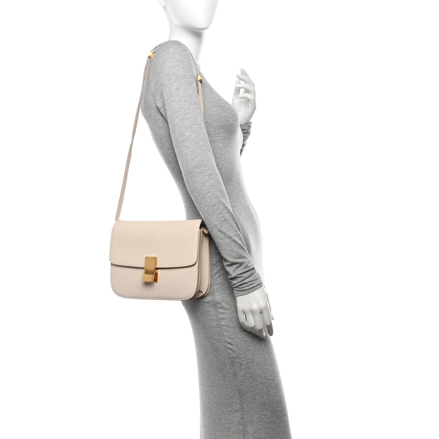 Goatskin Medium Classic Box Flap Bag White