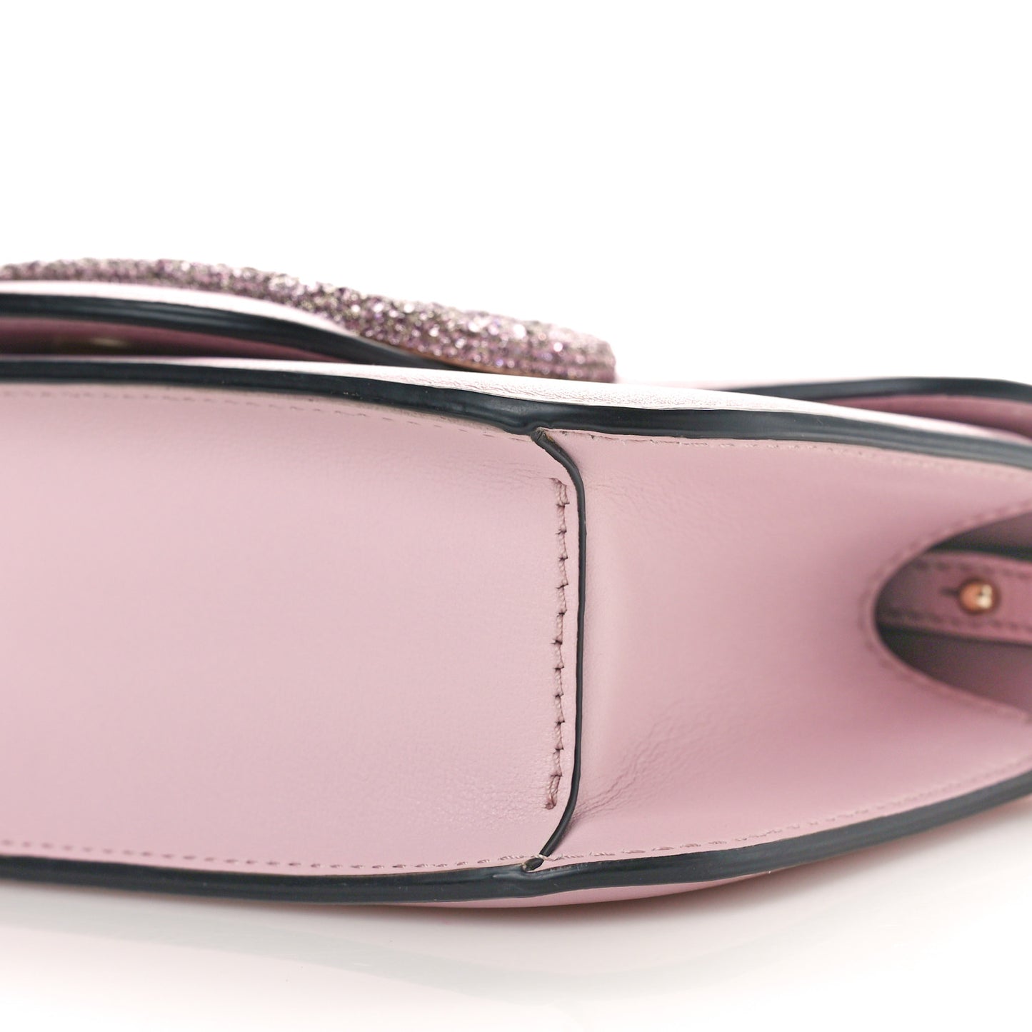 Calfskin Crystal Vlogo Small Loco Shoulder Bag Rose Cannelle