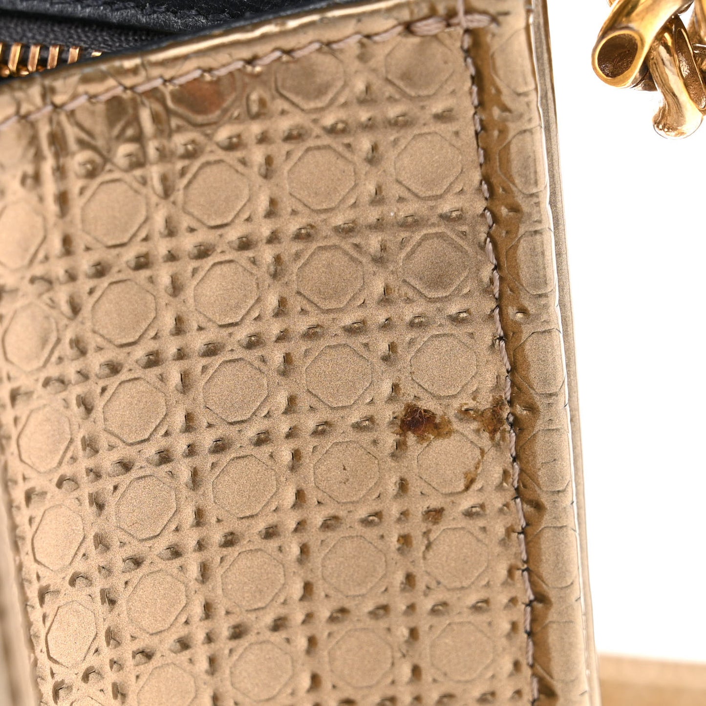 Metallic Patent Micro-Cannage Medium Diorama Flap Bag Gold