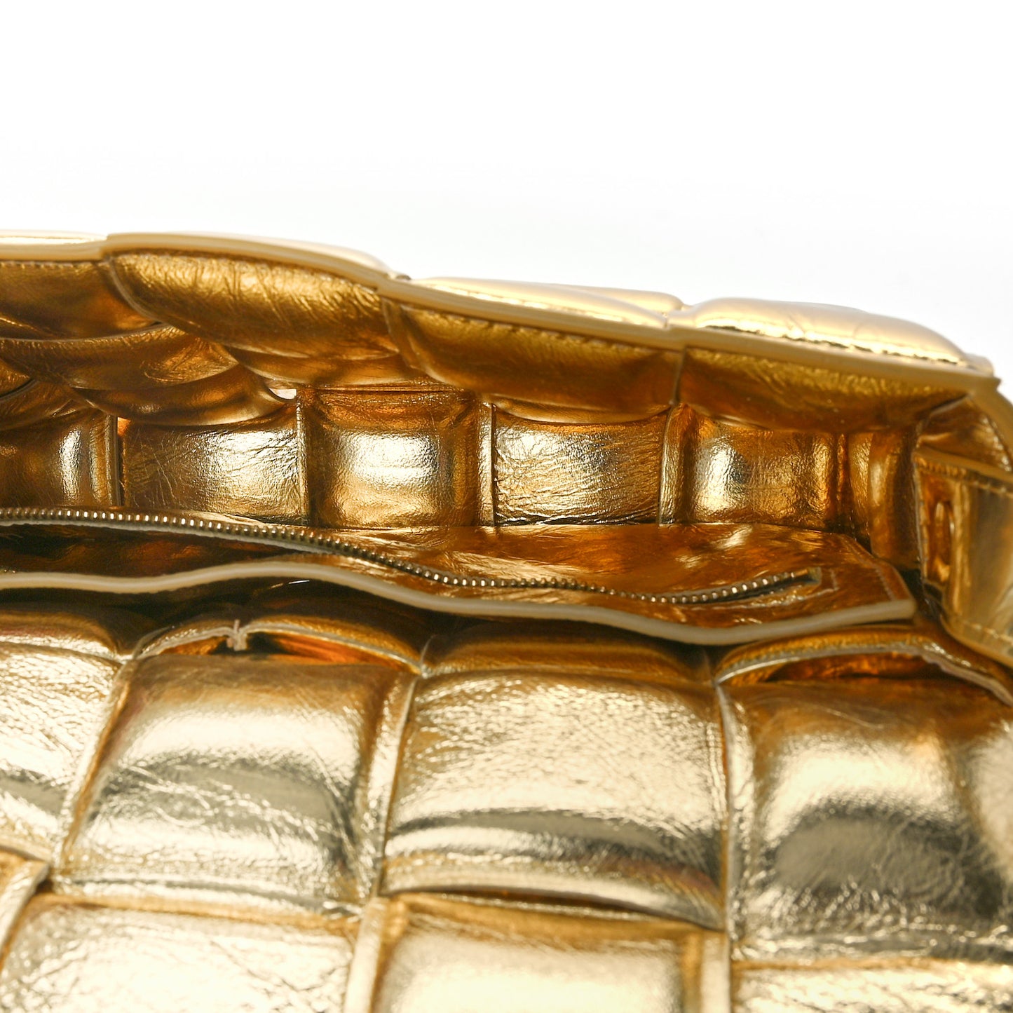 Mirror Lambskin Maxi Intreccio Padded Cassette Crossbody Bag Gold